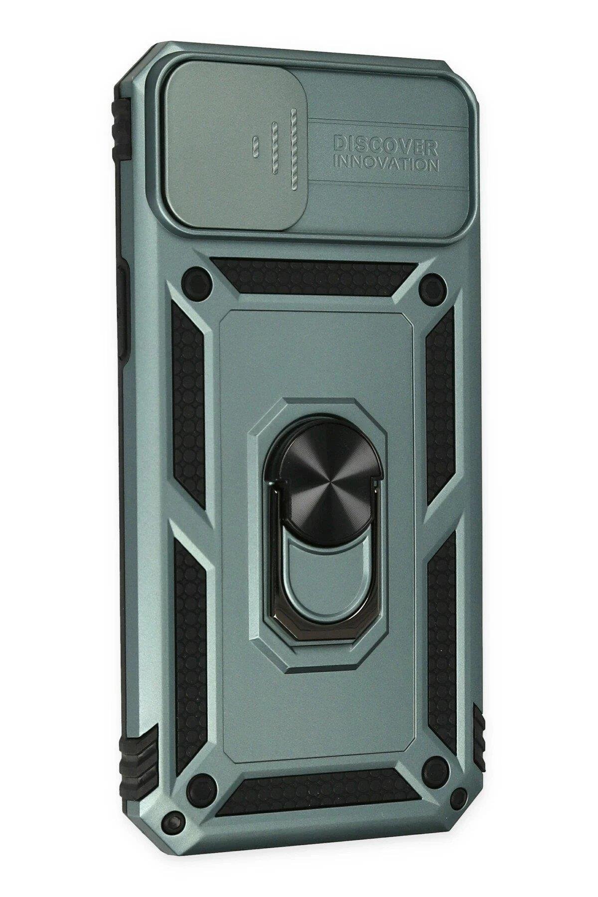 Newface iPhone 14 Plus Kılıf Pars Lens Yüzüklü Silikon - Yeşil