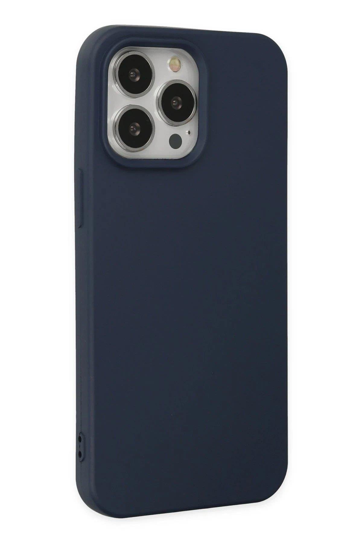 Newface iPhone 14 Pro Kılıf Nano içi Kadife Silikon - Lacivert