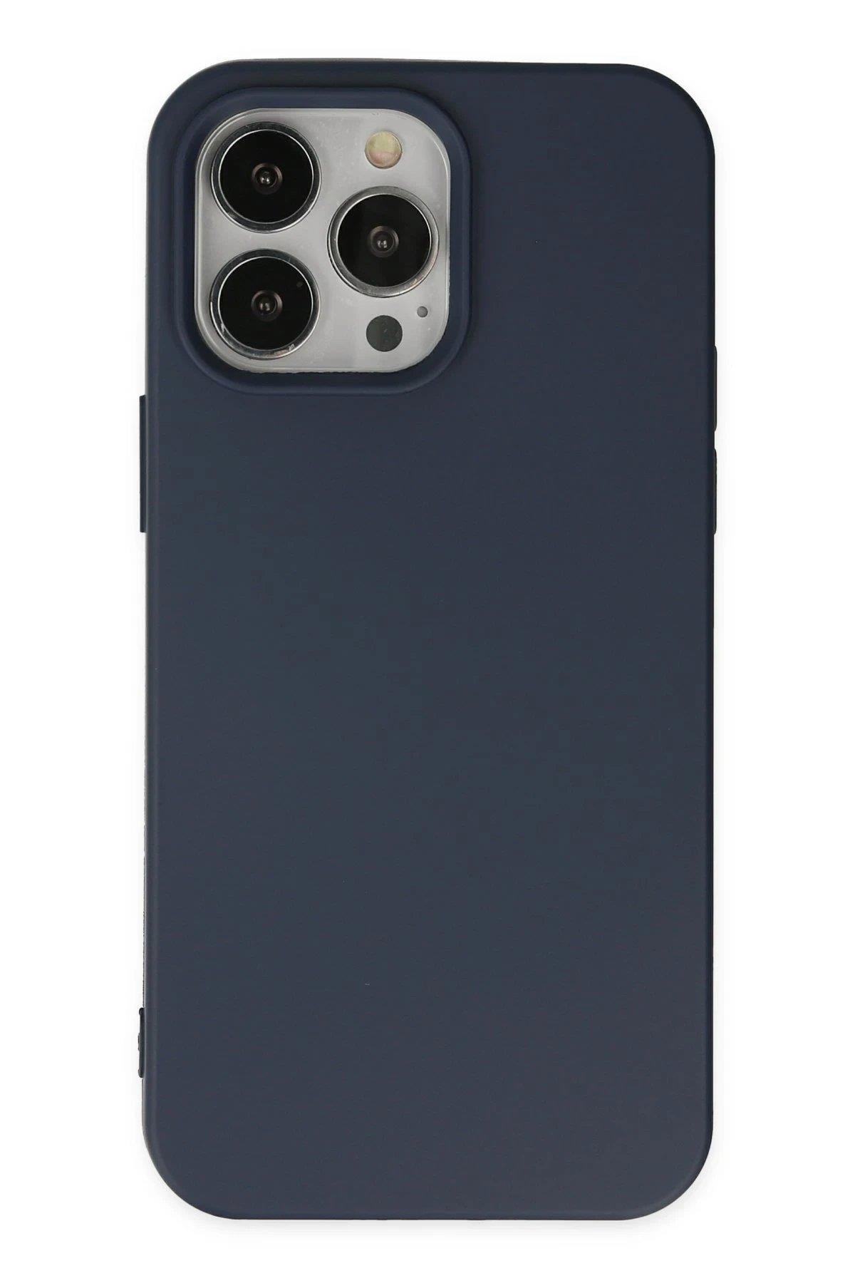 Newface iPhone 14 Pro Kılıf Nano içi Kadife Silikon - Lacivert