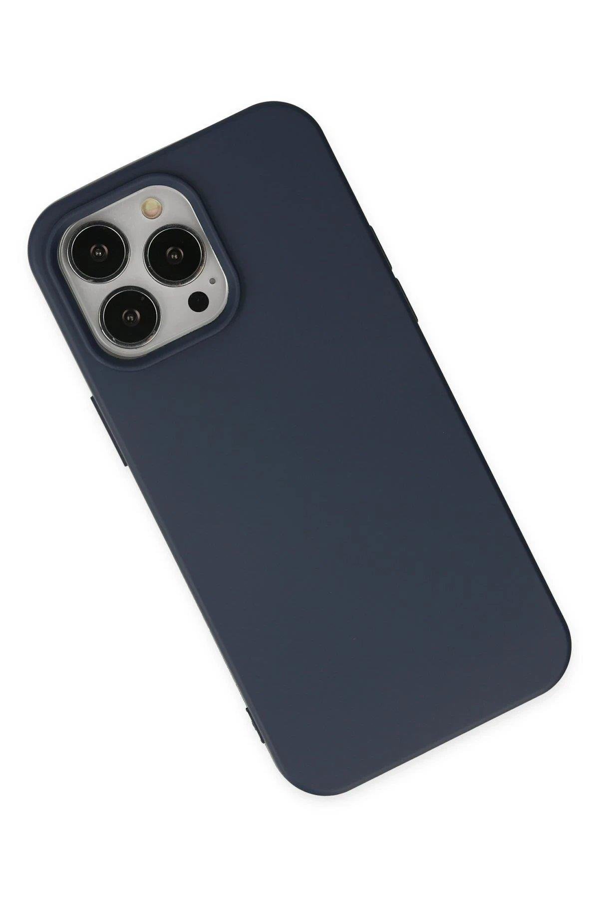 Newface iPhone 14 Pro Kılıf Nano içi Kadife Silikon - Lacivert