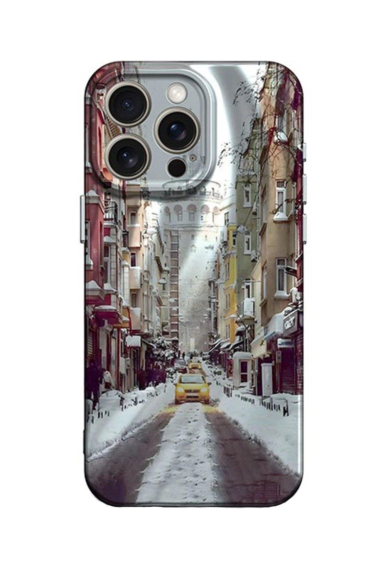 Newface iPhone 14 Pro Max Kılıf Crew Desenli Kapak - Galata Kulesi