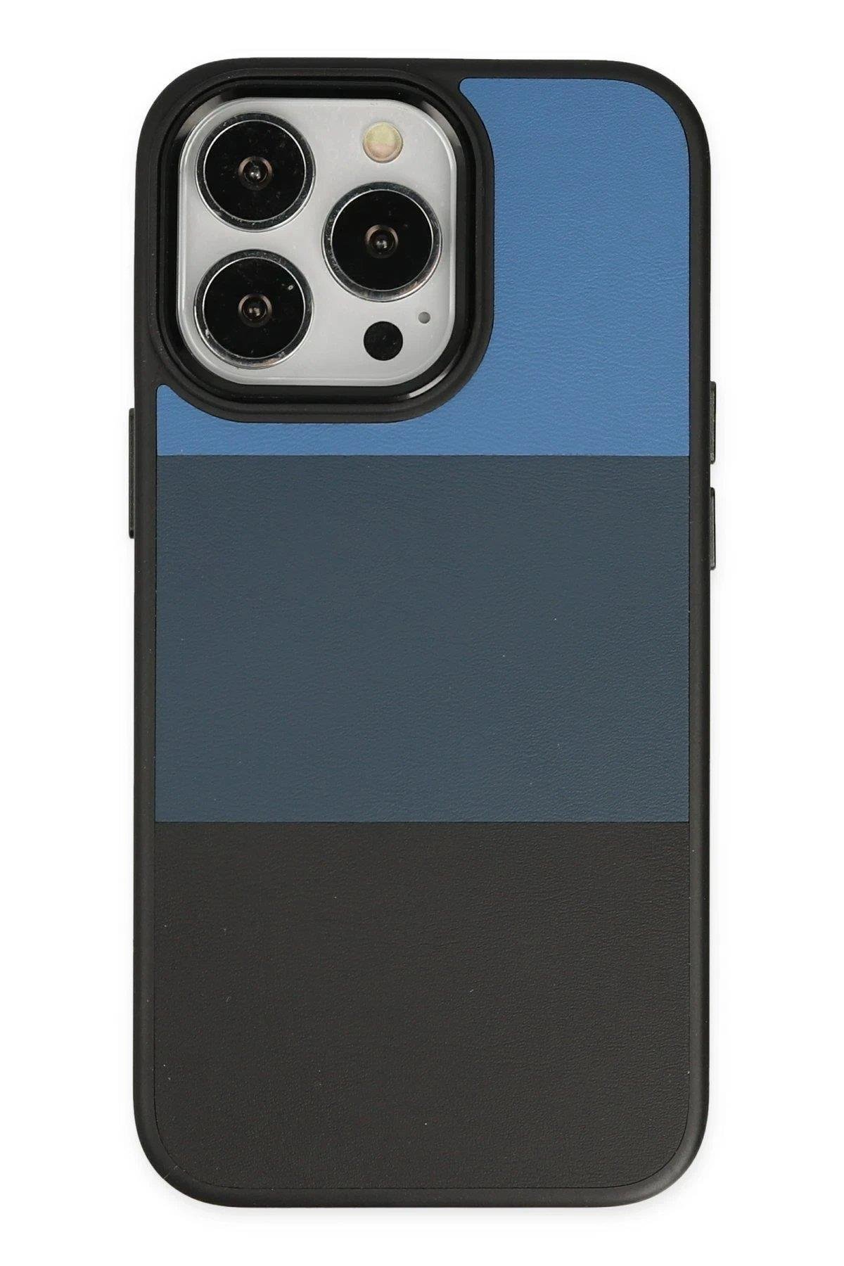 Newface iPhone 14 Pro Max Kılıf King Kapak - Mavi-Siyah