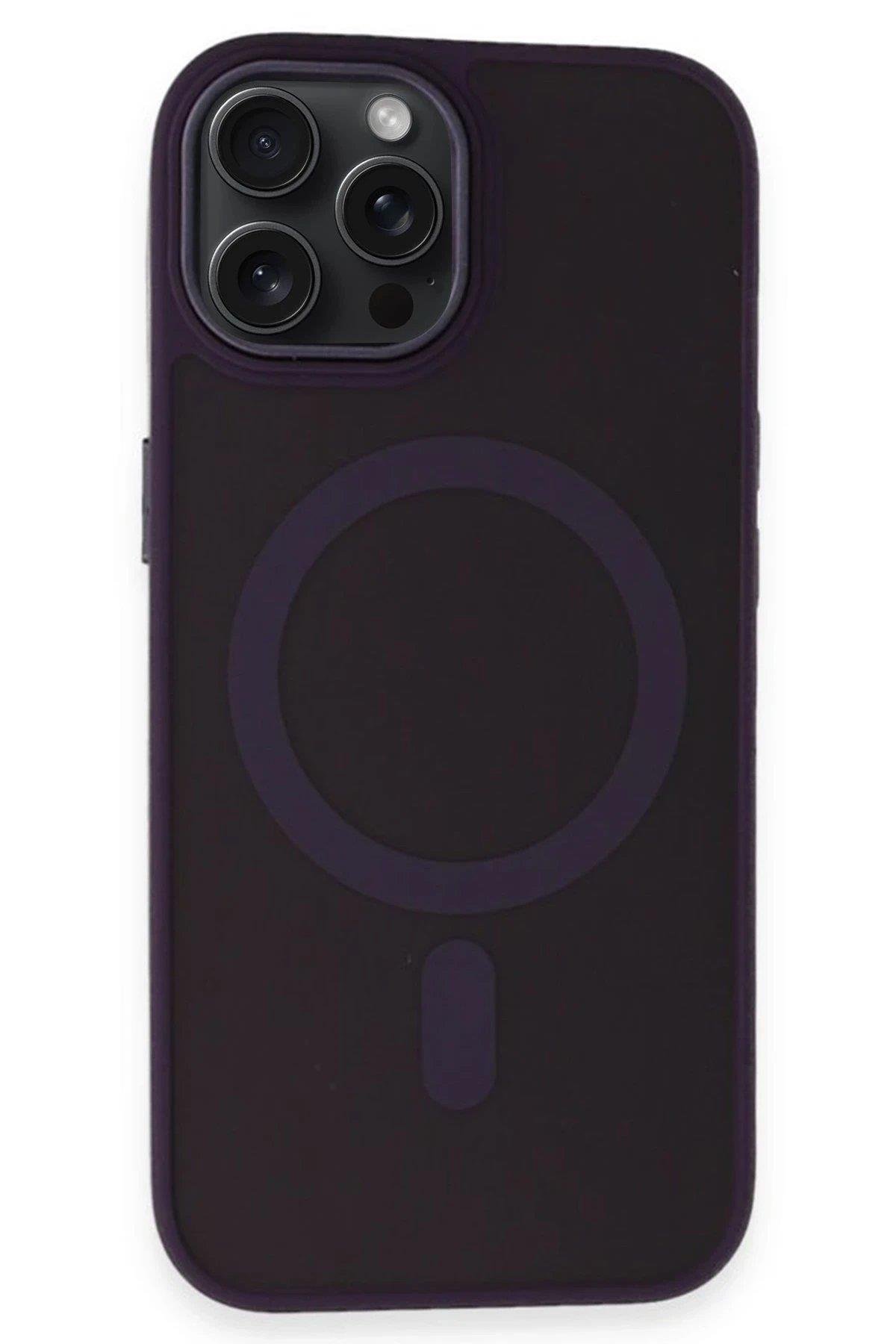 Newface iPhone 14 Pro Max Kılıf Oslo Magsafe Kapak - Derin Mor