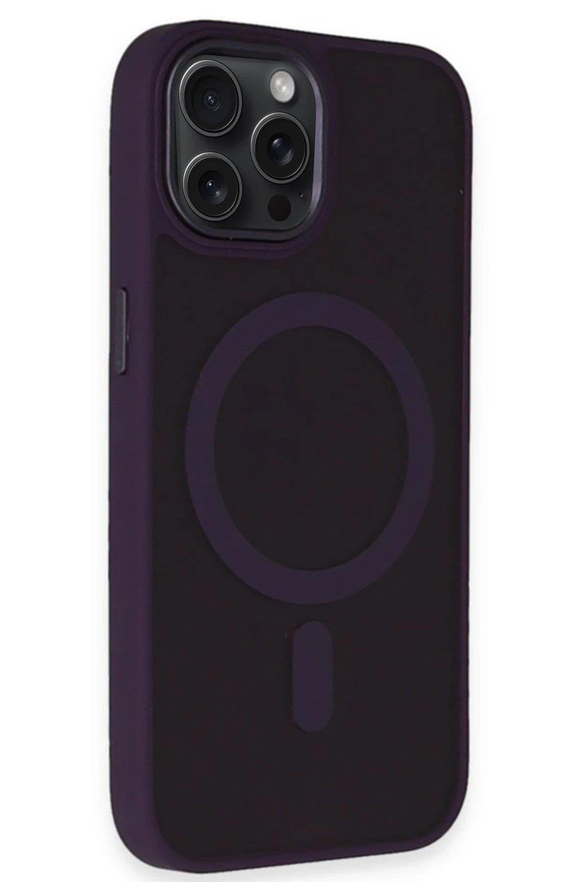 Newface iPhone 14 Pro Max Kılıf Oslo Magsafe Kapak - Derin Mor