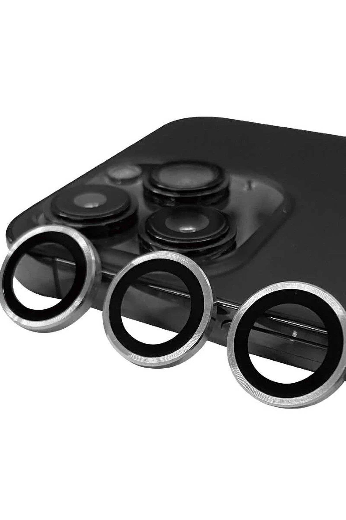 Newface iPhone 15 Pro Max Raze Metal Kamera Lens - Gümüş