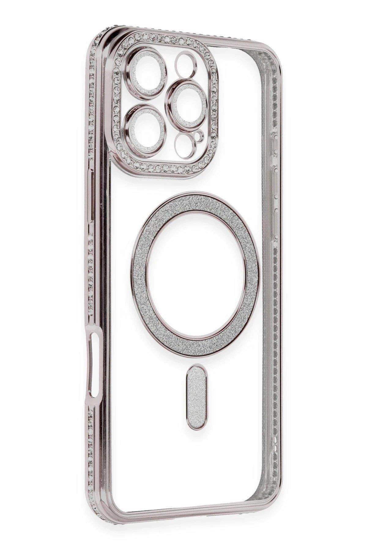 Newface iPhone 16 Pro Max Kılıf Joke Simli Magneticsafe Kılıf - Pembe