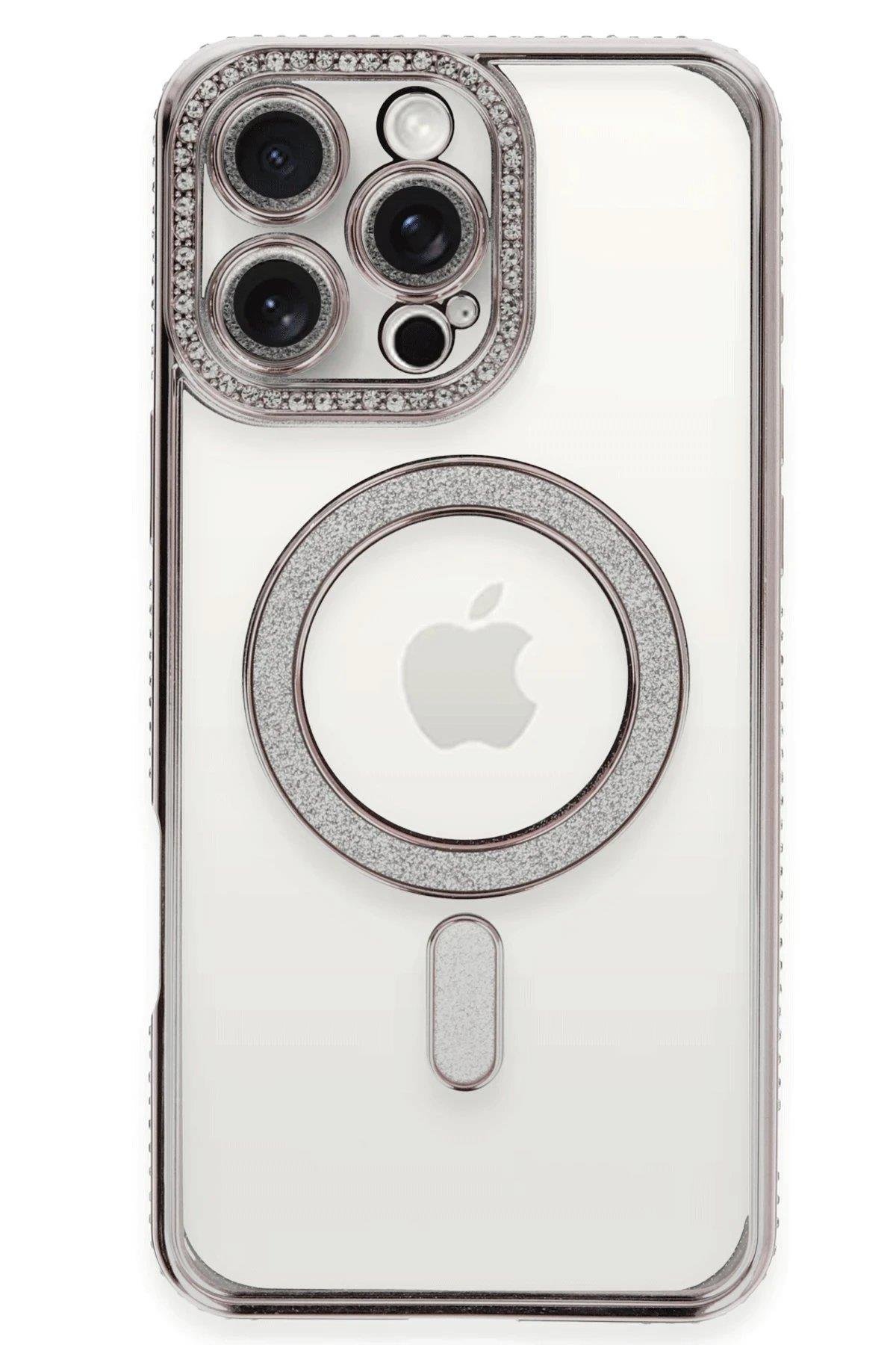 Newface iPhone 16 Pro Max Kılıf Joke Simli Magneticsafe Kılıf - Pembe