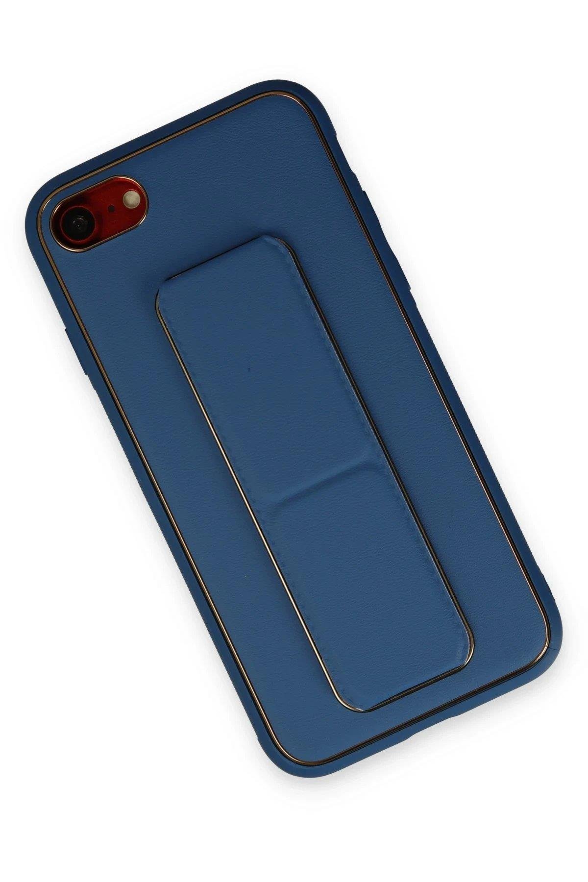 Newface iPhone 7 Kılıf Coco Deri Standlı Kapak - Açık Mavi