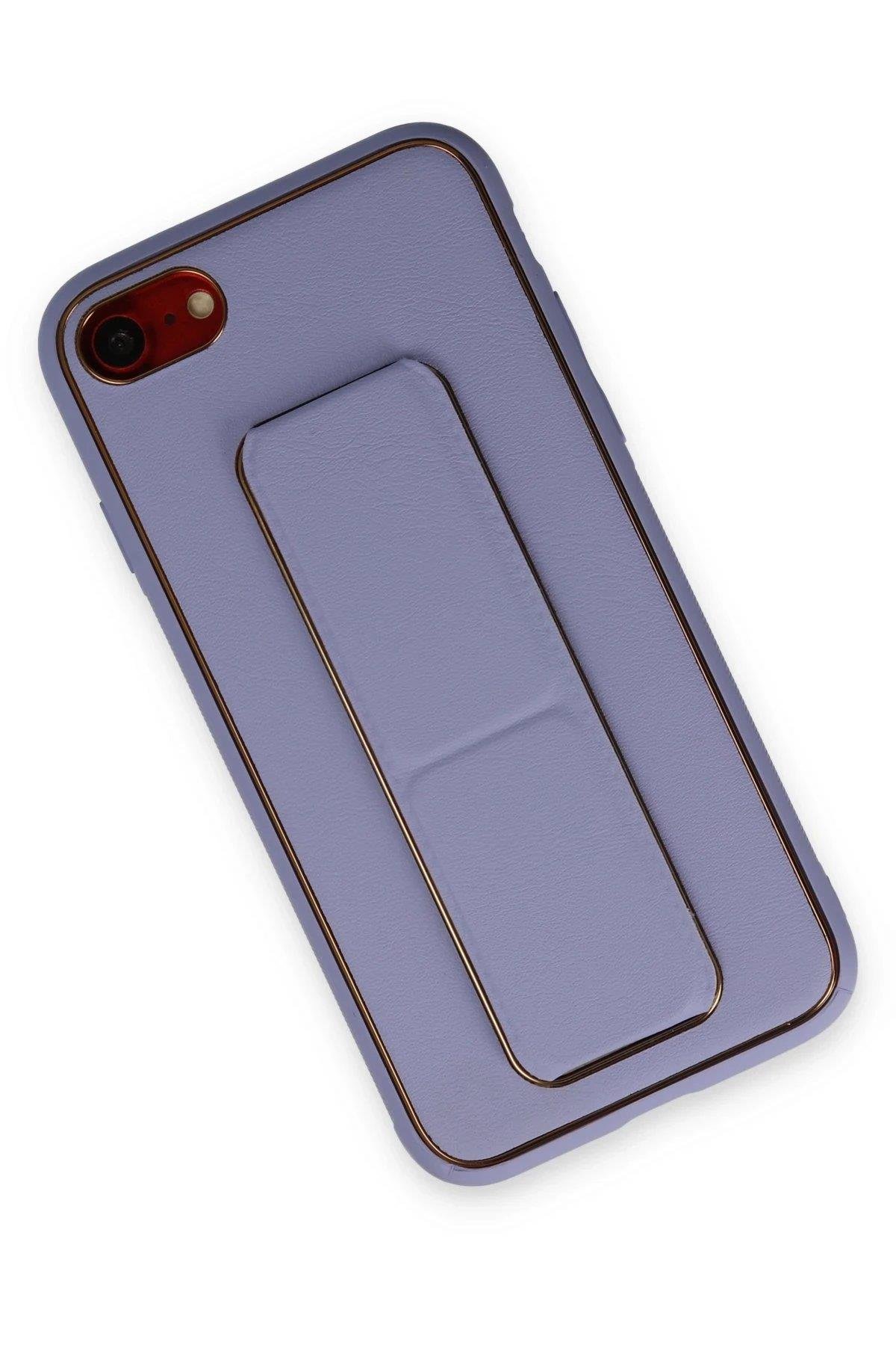 Newface iPhone 7 Kılıf Coco Deri Standlı Kapak - Lila