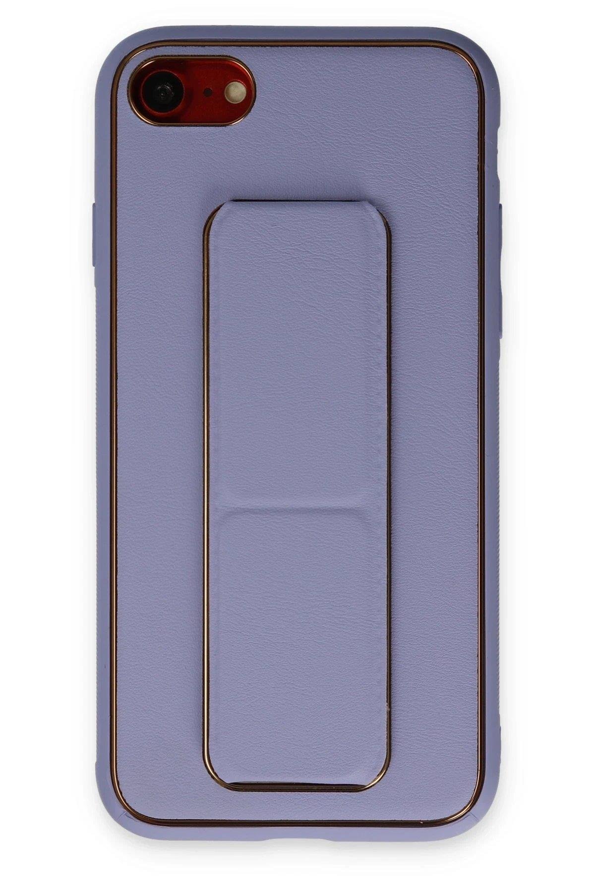 Newface iPhone 7 Kılıf Coco Deri Standlı Kapak - Lila