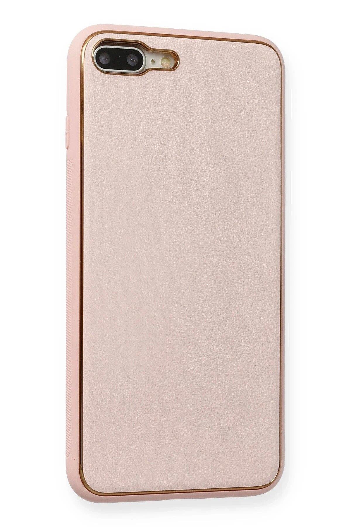 Newface iPhone 7 Plus Kılıf Coco Deri Silikon Kapak - Pembe