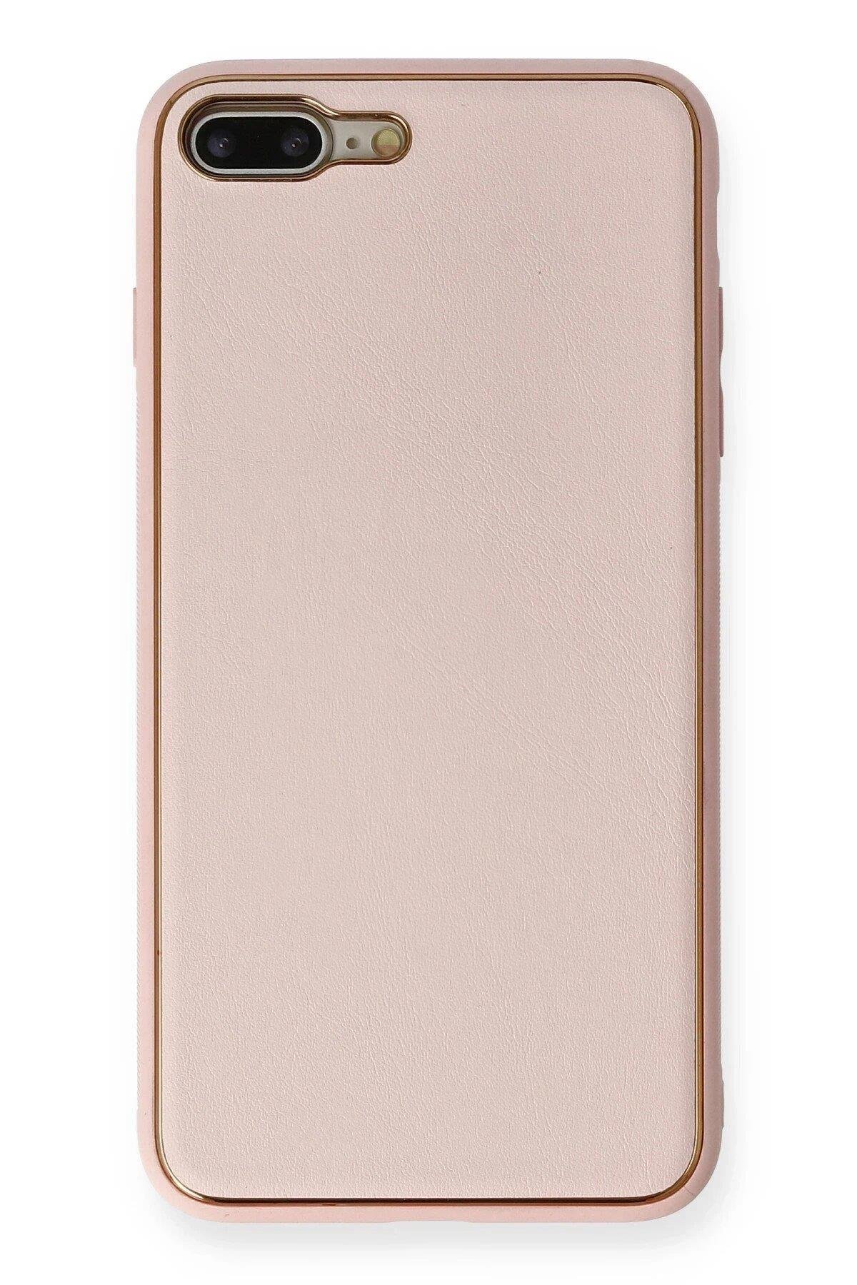 Newface iPhone 7 Plus Kılıf Coco Deri Silikon Kapak - Pembe