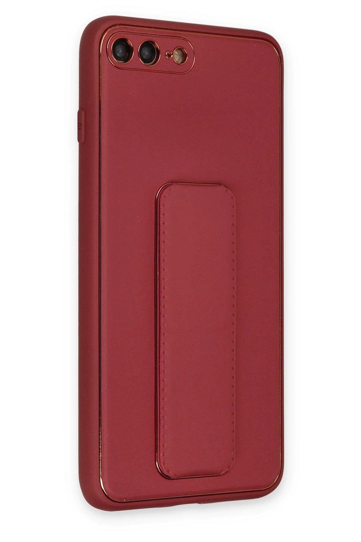 Newface iPhone 7 Plus Kılıf Coco Deri Standlı Kapak - Fuşya