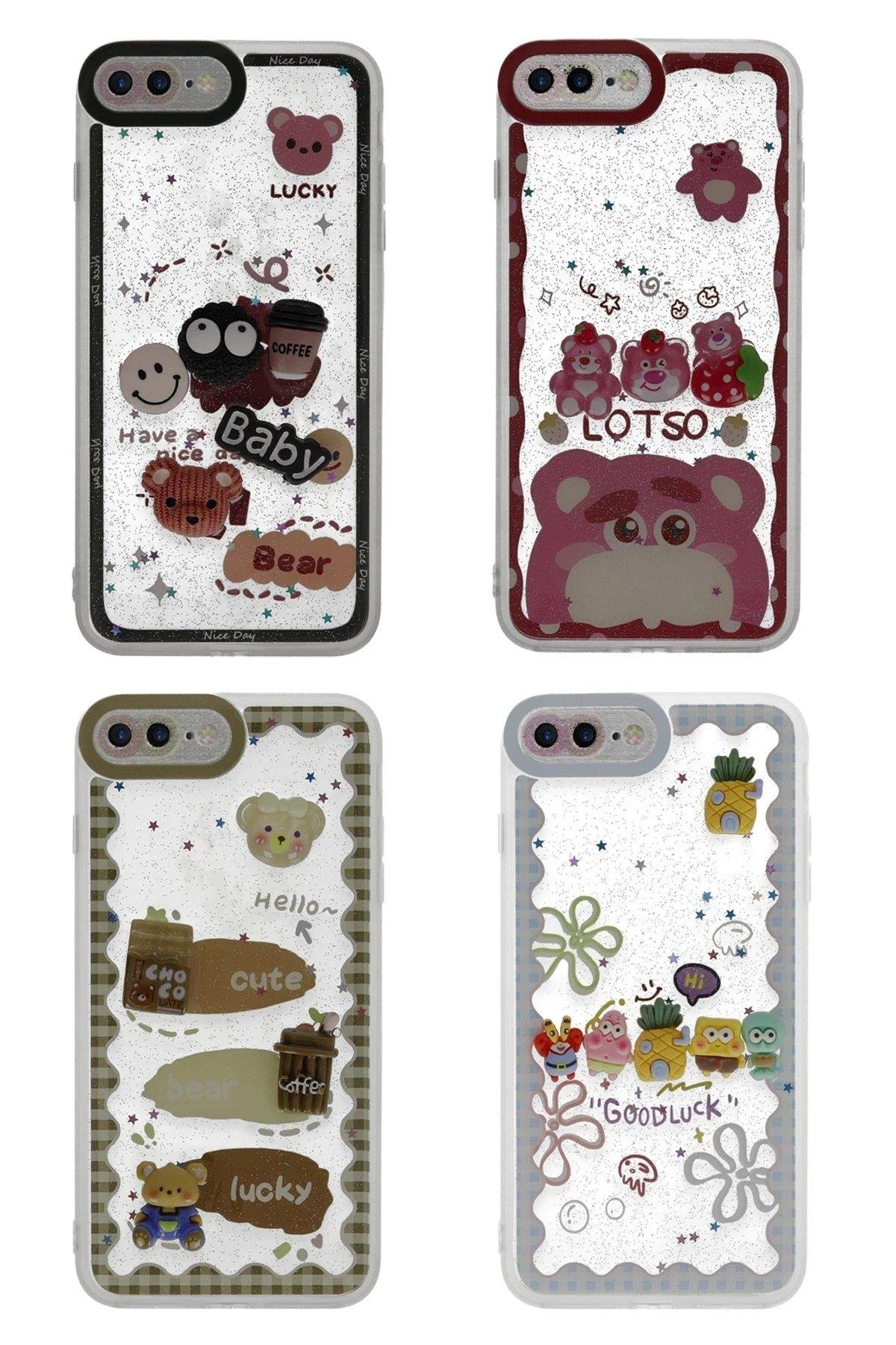 Newface iPhone 7 Plus Kılıf Sweet Desenli Silikon Kapak - Açık Mavi