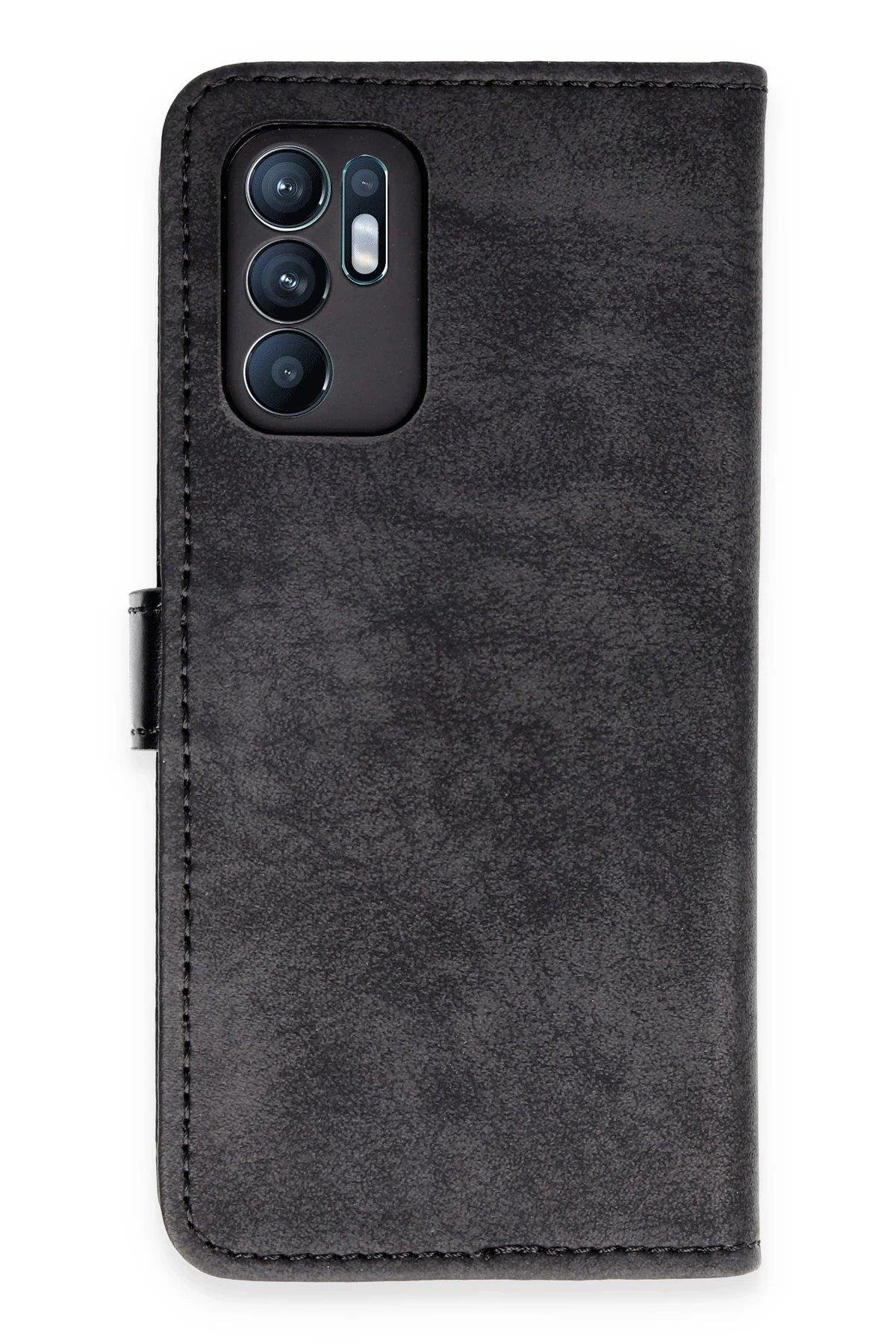 Newface Oppo Reno 6 Kılıf Trend S Plus Kapaklı Kılıf - Siyah