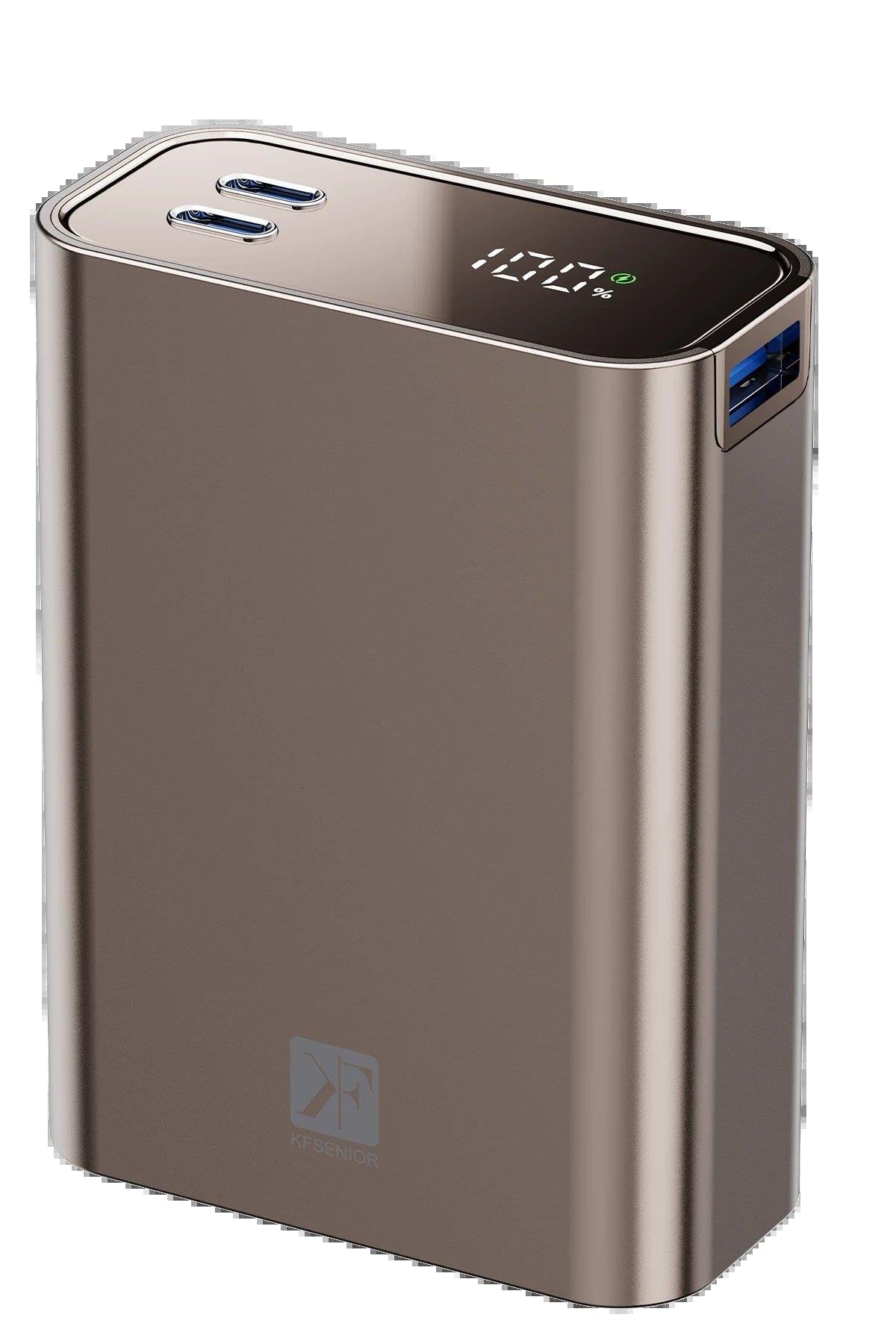 Newface PW501 20.000 mAh Dijital Göstergeli 2 Adet 45W Type-C ve 22.5W USB Çıkışlı Şarj PD Hızlı Şarj Magsafe Powerbank - Titanyum