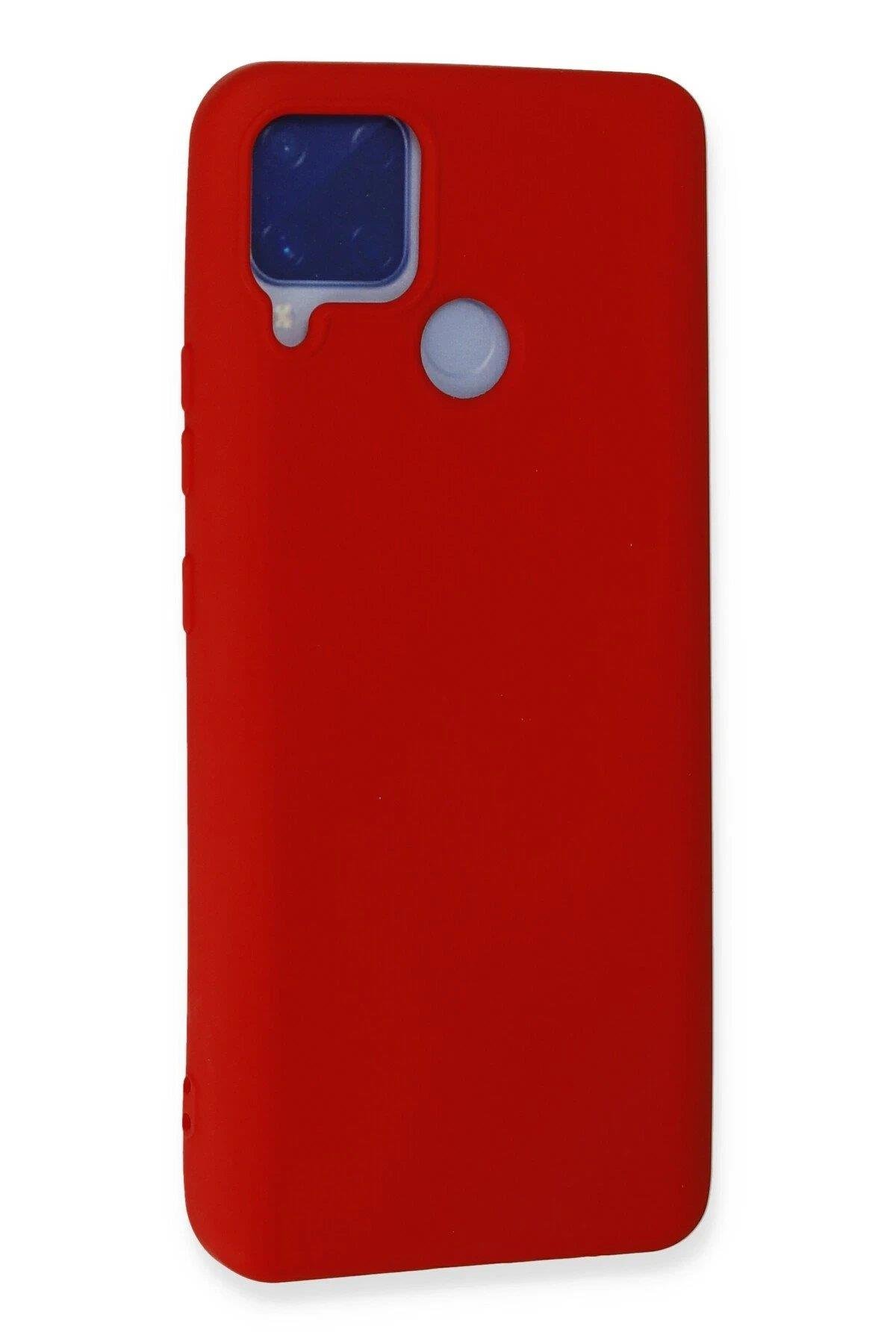 Newface Realme C15 Kılıf Nano içi Kadife Silikon - Kırmızı