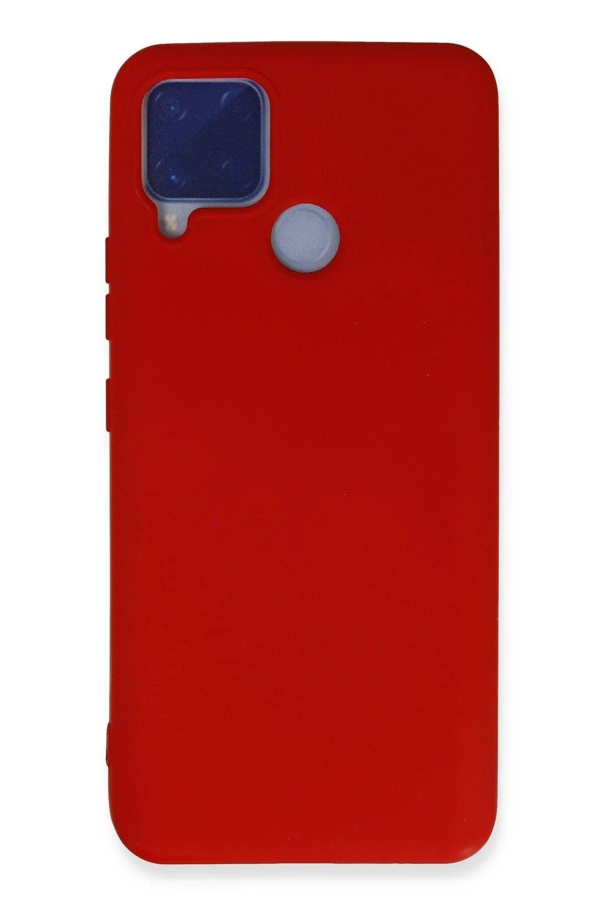 Newface Realme C15 Kılıf Nano içi Kadife Silikon - Kırmızı