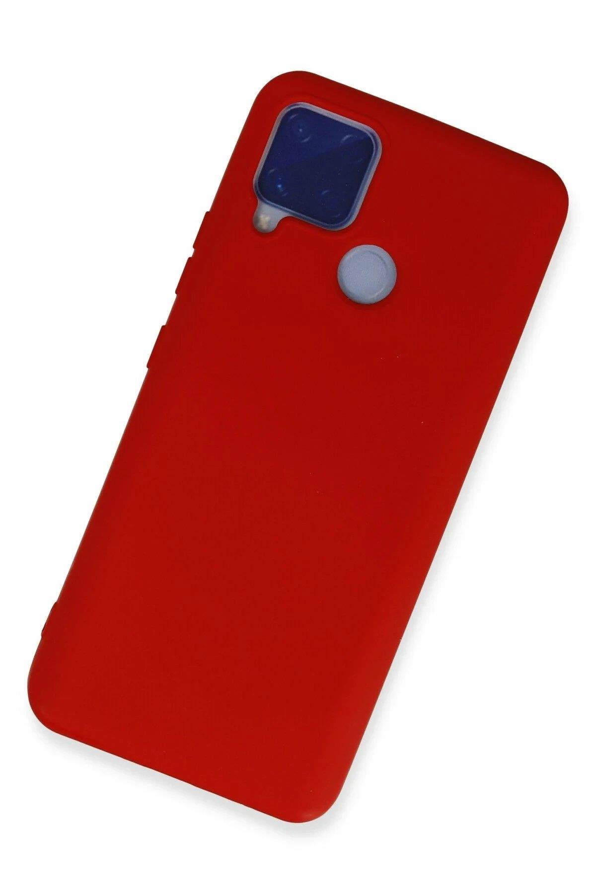 Newface Realme C15 Kılıf Nano içi Kadife Silikon - Kırmızı