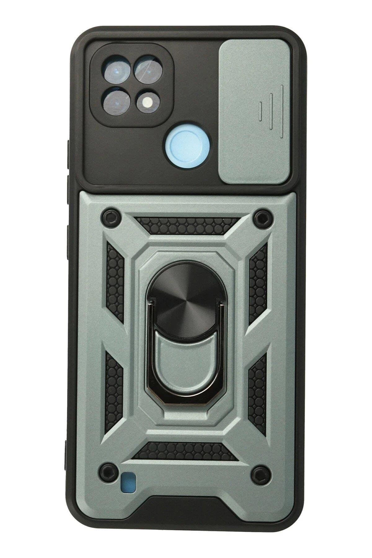 Newface Realme C21 Kılıf Pars Lens Yüzüklü Silikon - Yeşil