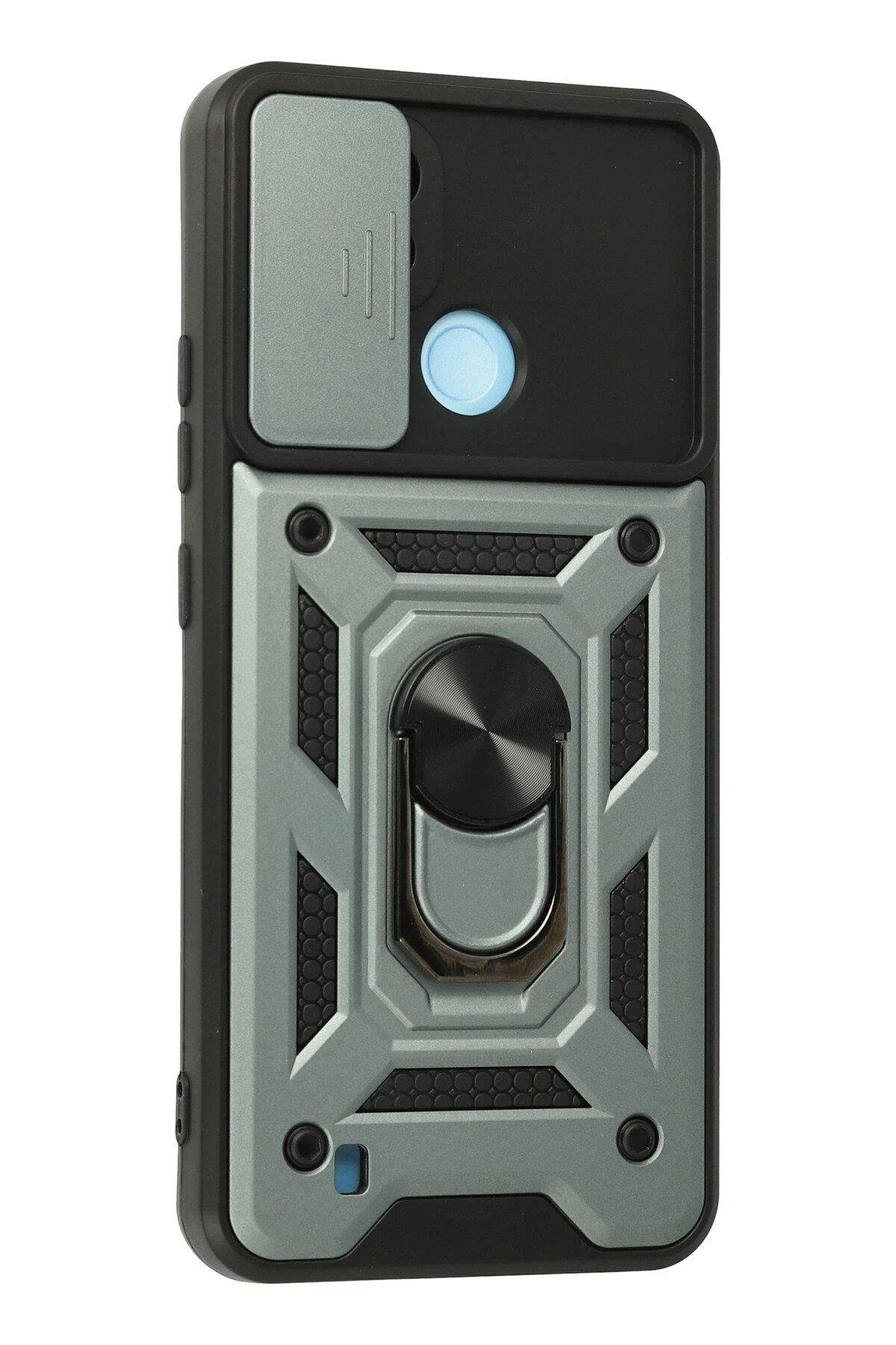 Newface Realme C21 Kılıf Pars Lens Yüzüklü Silikon - Yeşil