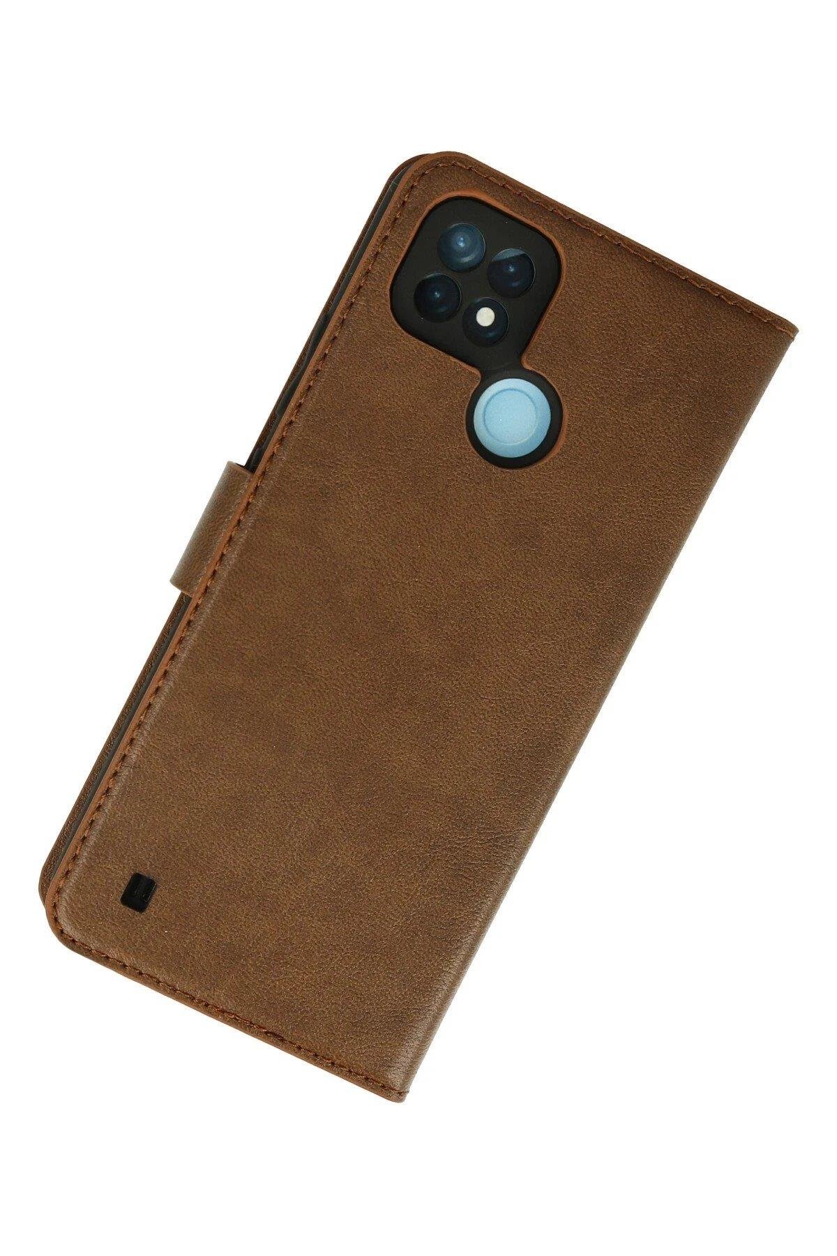 Newface Realme C21 Kılıf Trend S Plus Kapaklı Kılıf - Taba