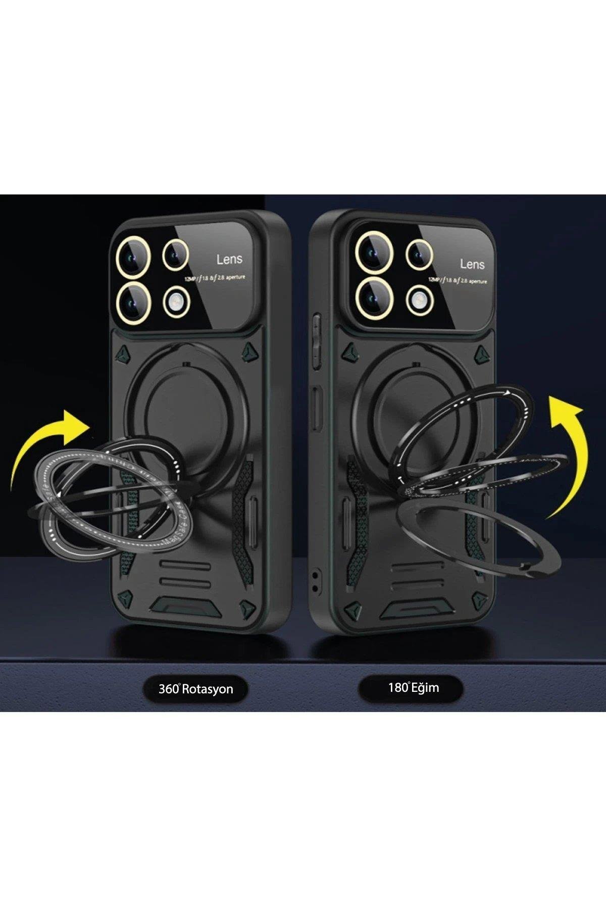 Newface Realme C55 Kılıf Joy Lens Standlı Kapak - Mor