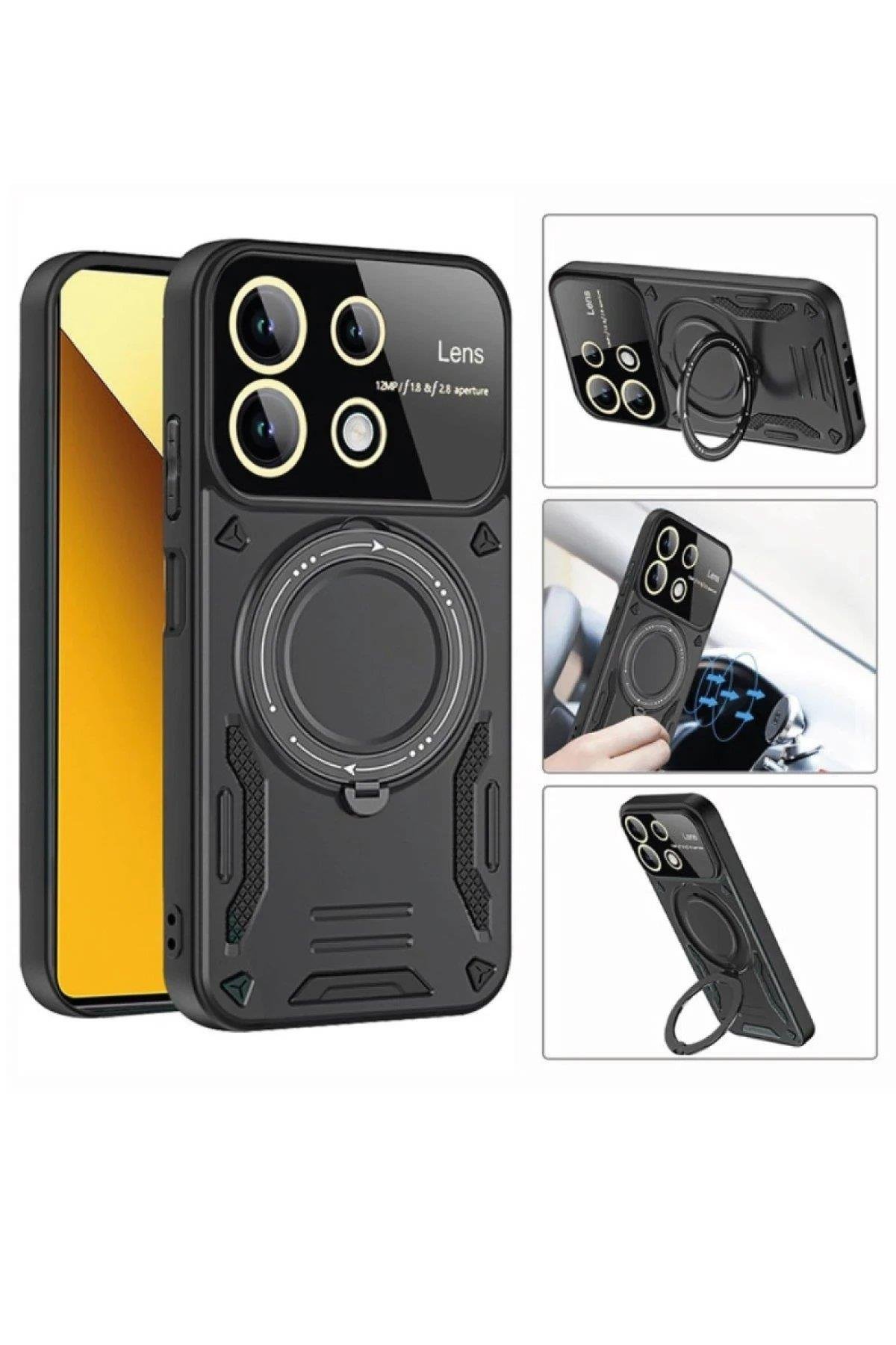 Newface Realme C55 Kılıf Joy Lens Standlı Kapak - Mor