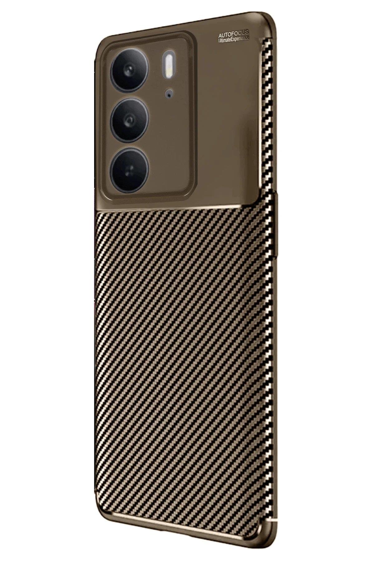 Newface Realme C75 4G Auto Focus Karbon Kapak - Kahverengi