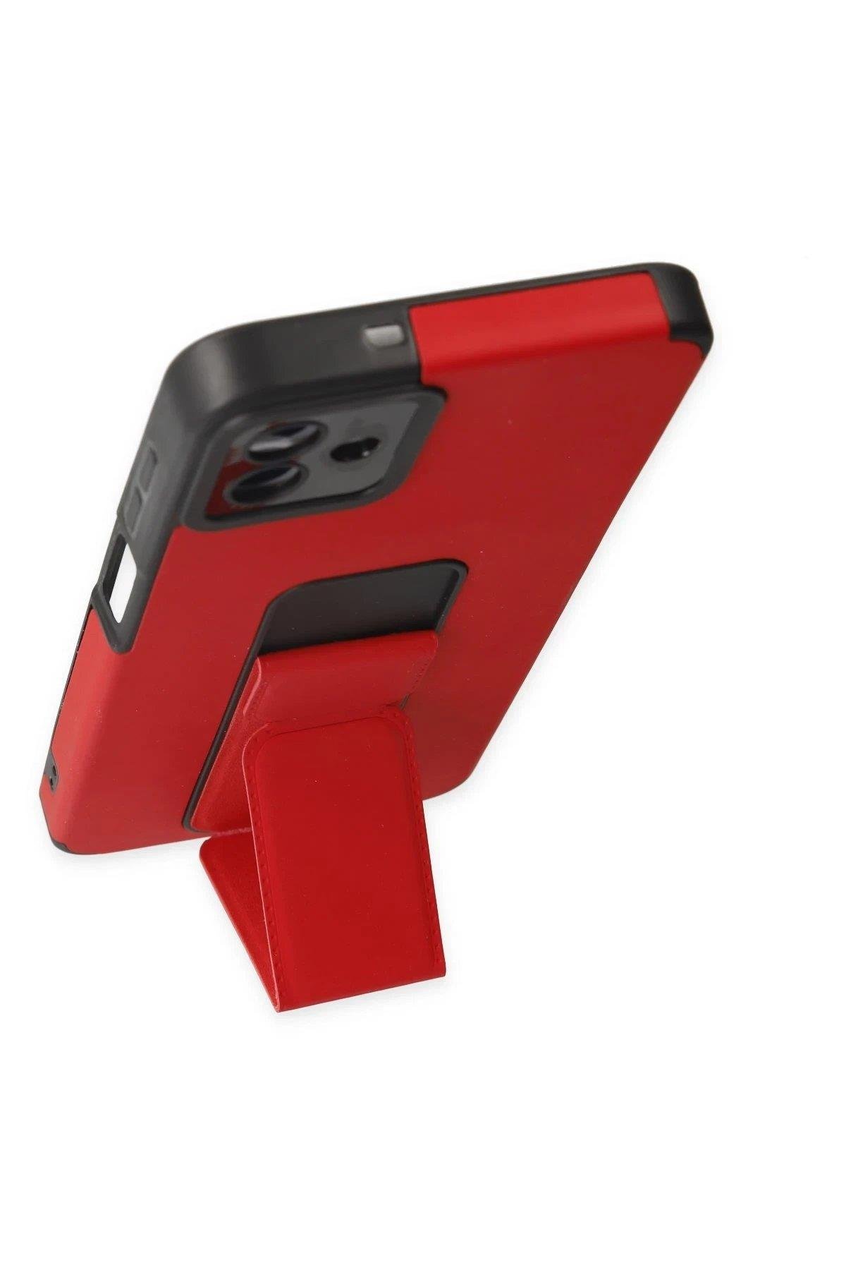 Newface Samsung Galaxy A04 Kılıf Mega Standlı Silikon - Kırmızı