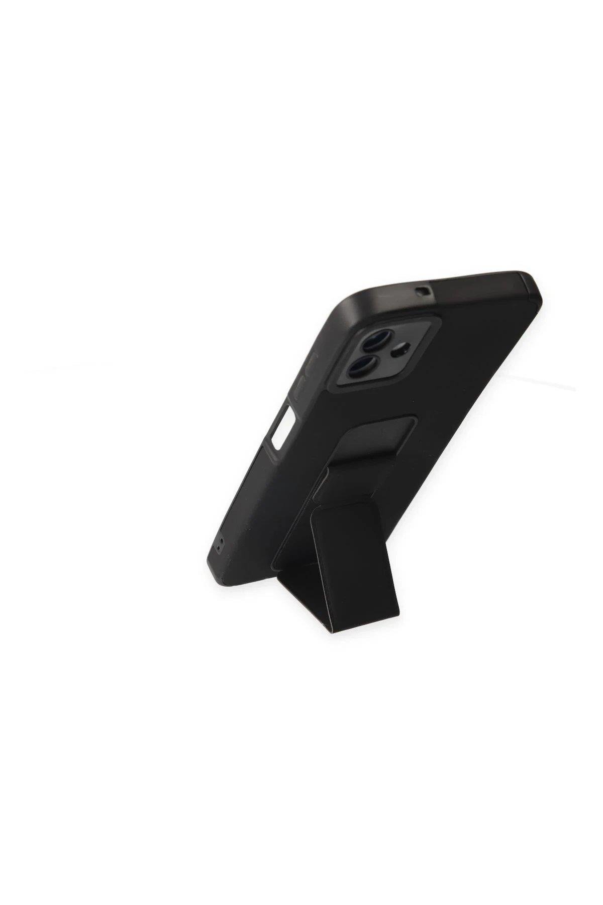 Newface Samsung Galaxy A04 Kılıf Mega Standlı Silikon - Siyah