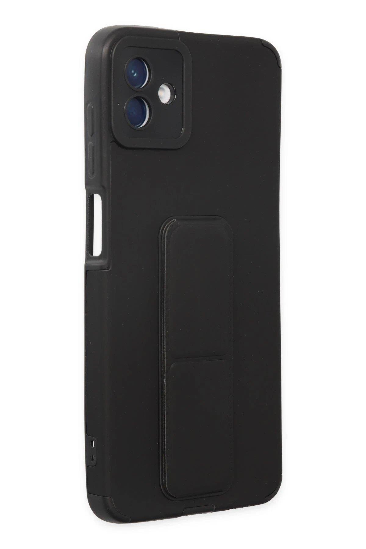 Newface Samsung Galaxy A04 Kılıf Mega Standlı Silikon - Siyah