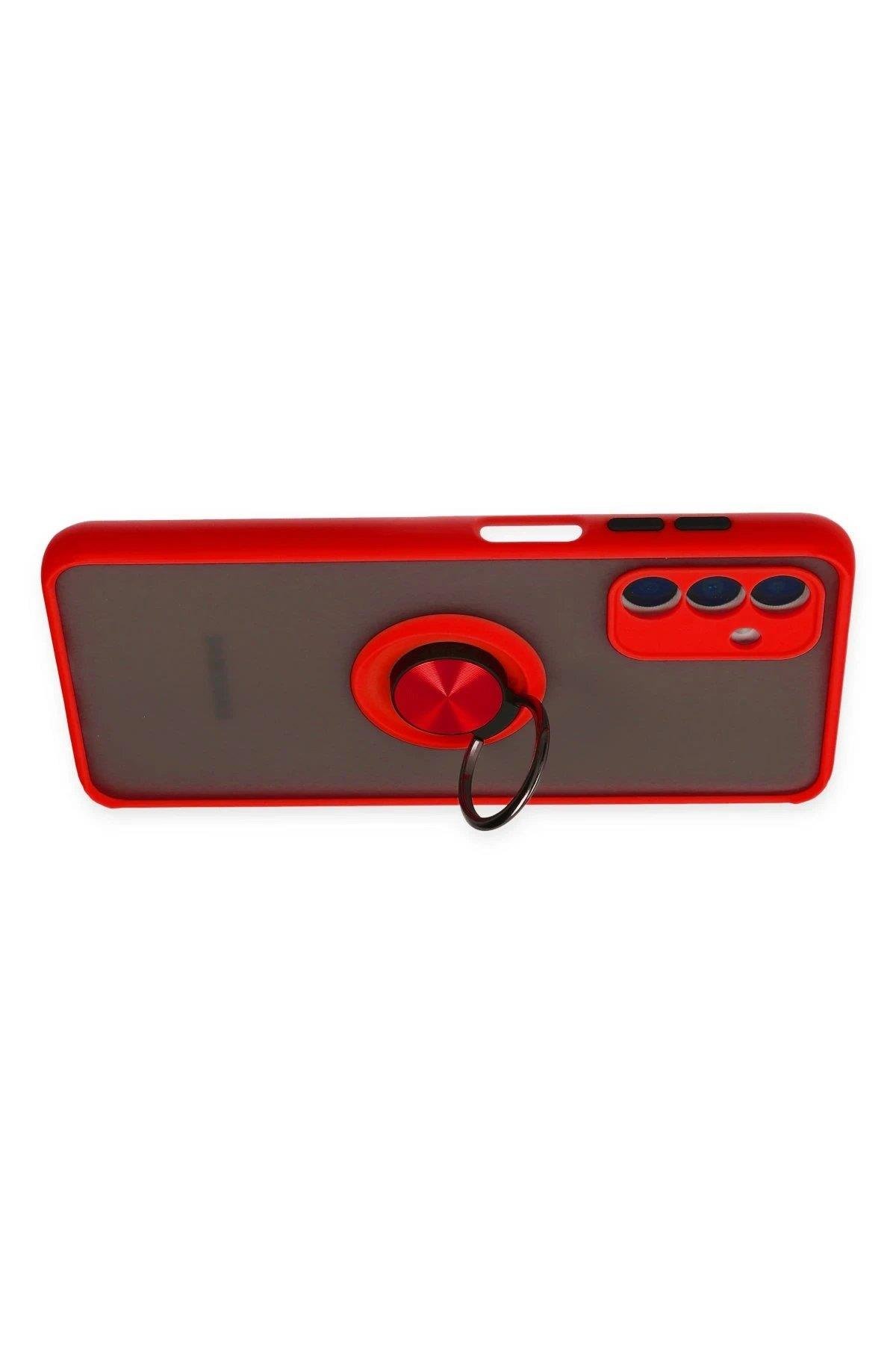 Newface Samsung Galaxy A04S Kılıf Montreal Yüzüklü Silikon Kapak - Kırmızı