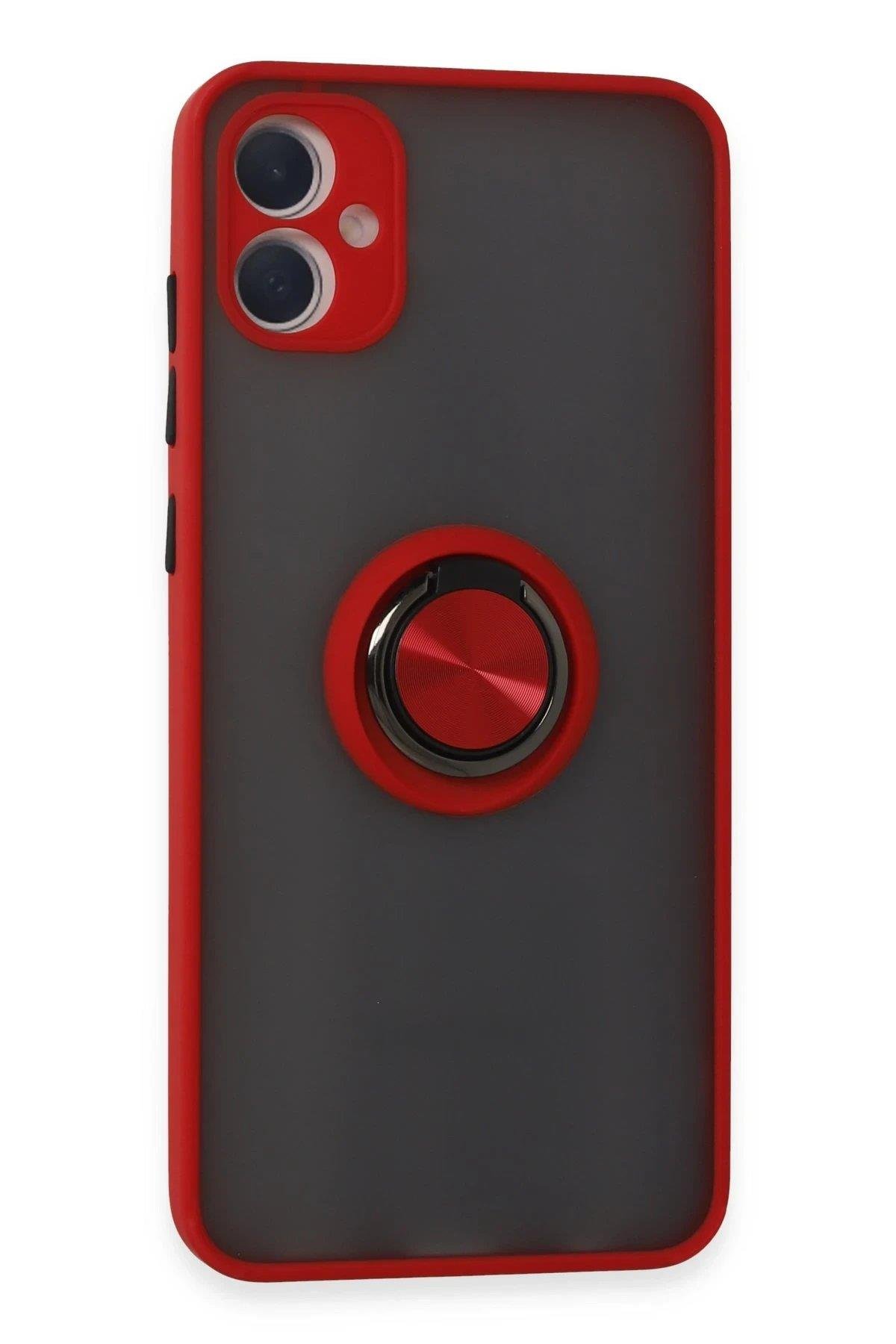 Newface Samsung Galaxy A05 Kılıf Montreal Yüzüklü Silikon Kapak - Kırmızı