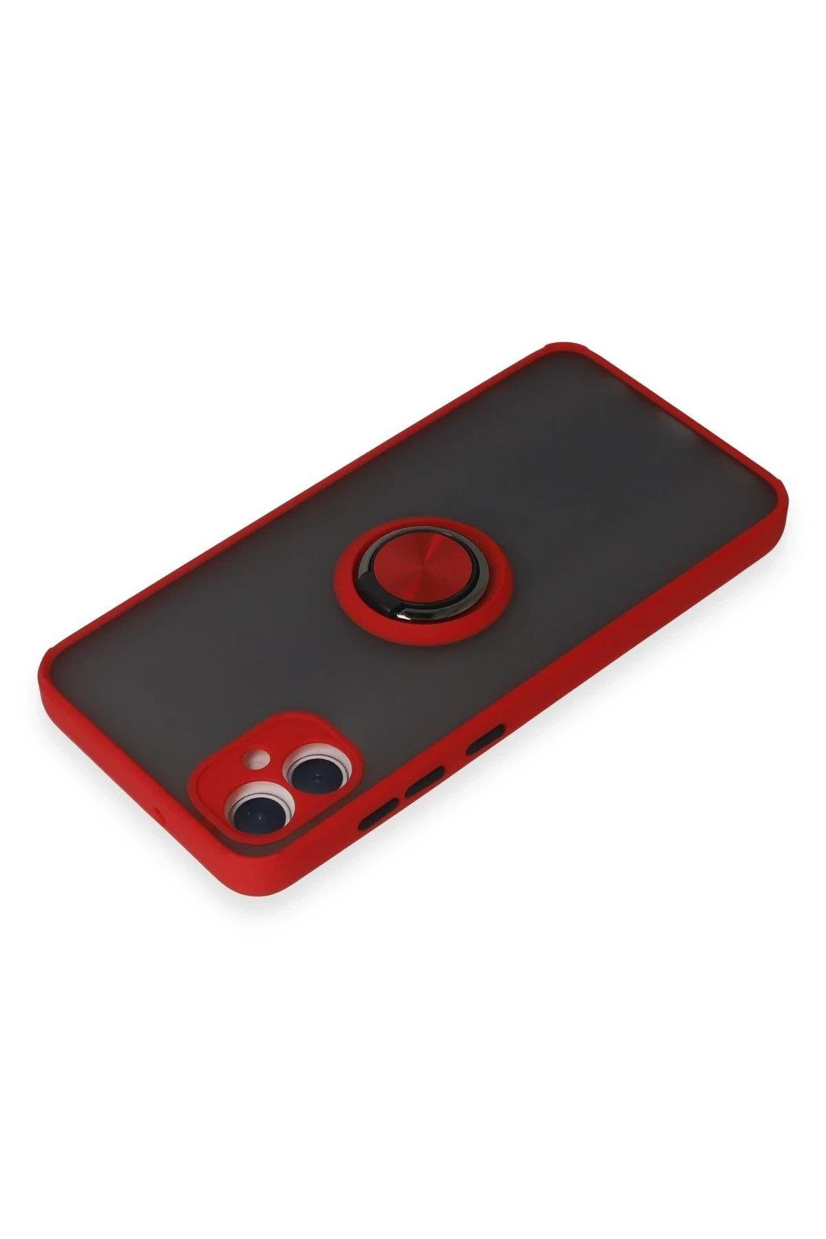 Newface Samsung Galaxy A05 Kılıf Montreal Yüzüklü Silikon Kapak - Kırmızı