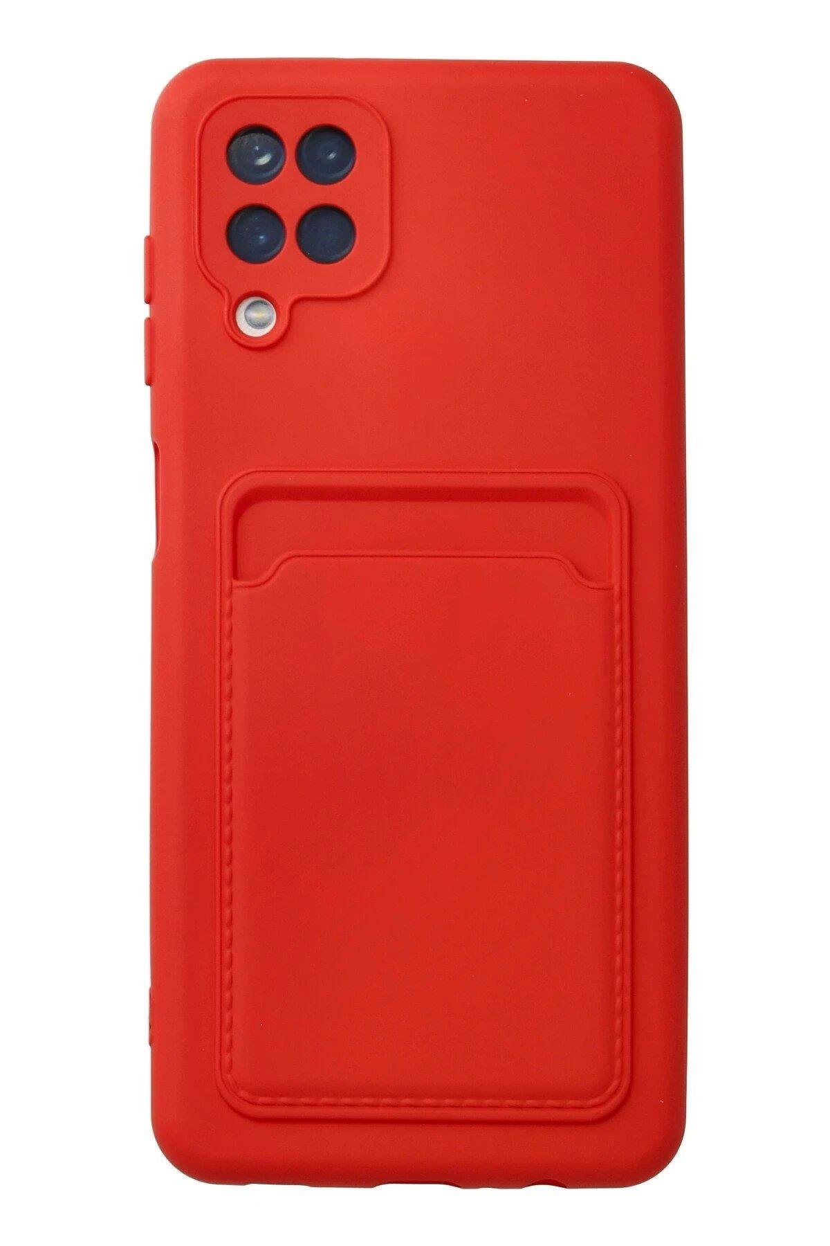 Newface Samsung Galaxy A12 Kılıf Kelvin Kartvizitli Silikon - Kırmızı