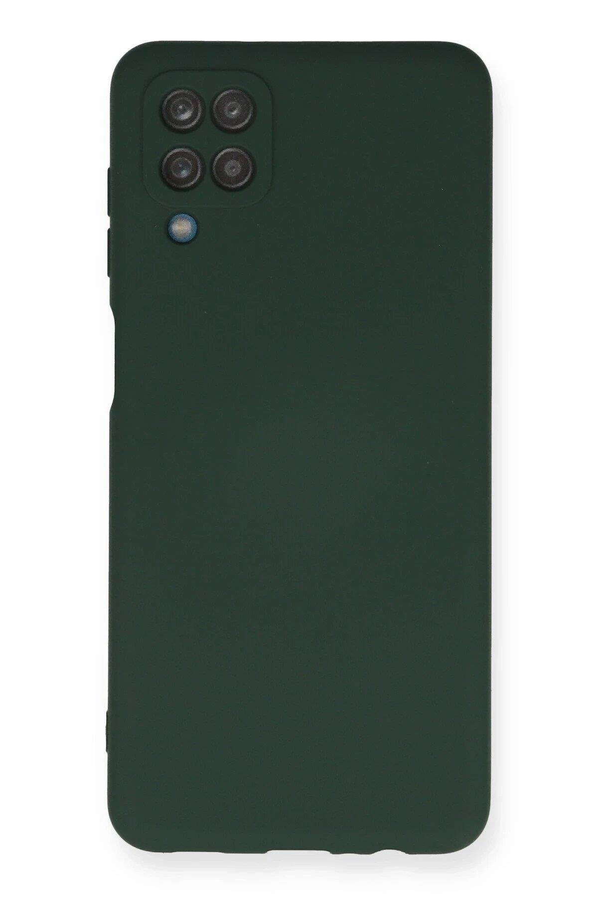 Newface Samsung Galaxy A12 Kılıf Nano içi Kadife Silikon - Koyu Yeşil