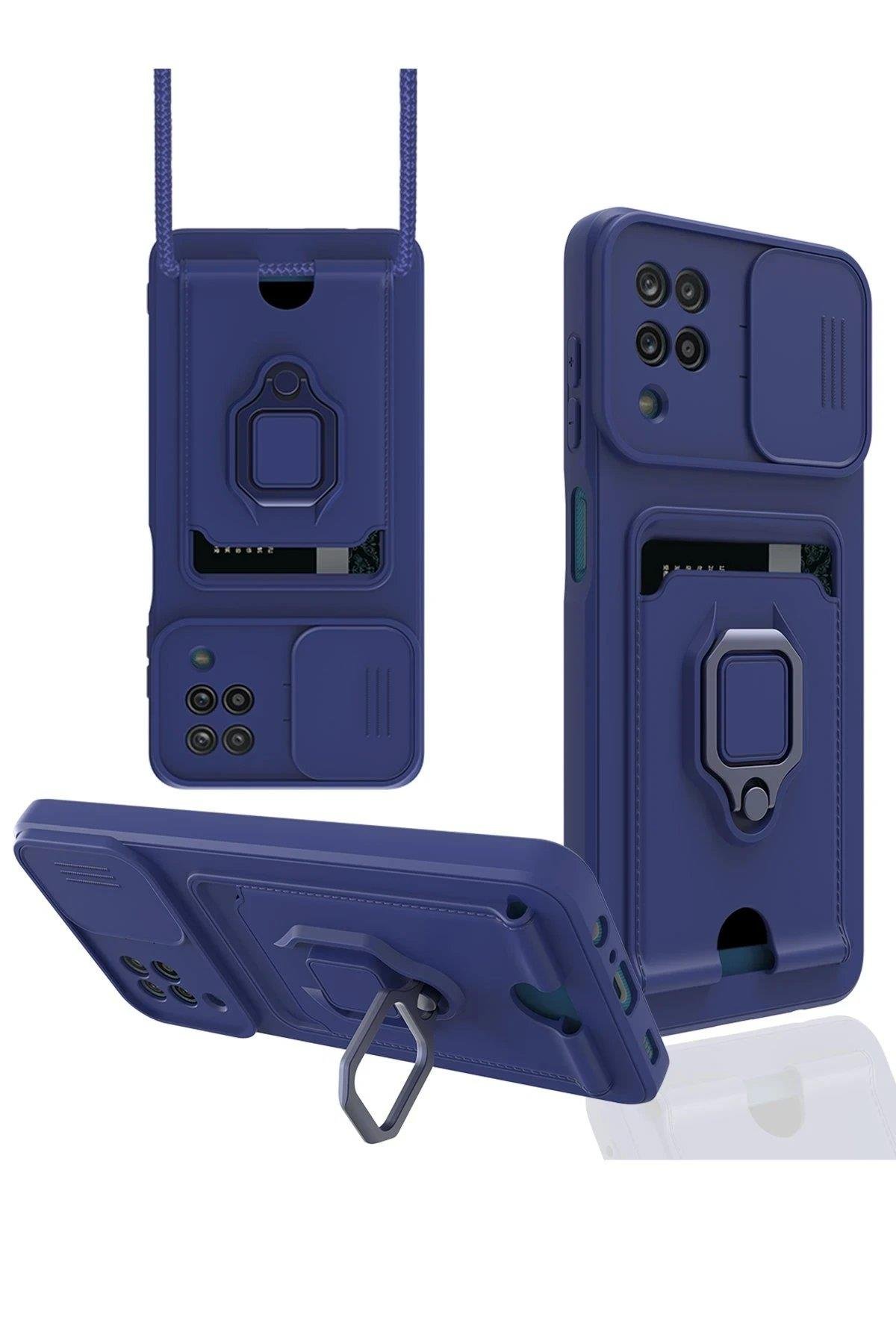 Newface Samsung Galaxy A12 Kılıf Zuma Kartvizitli Yüzüklü Silikon - Lacivert