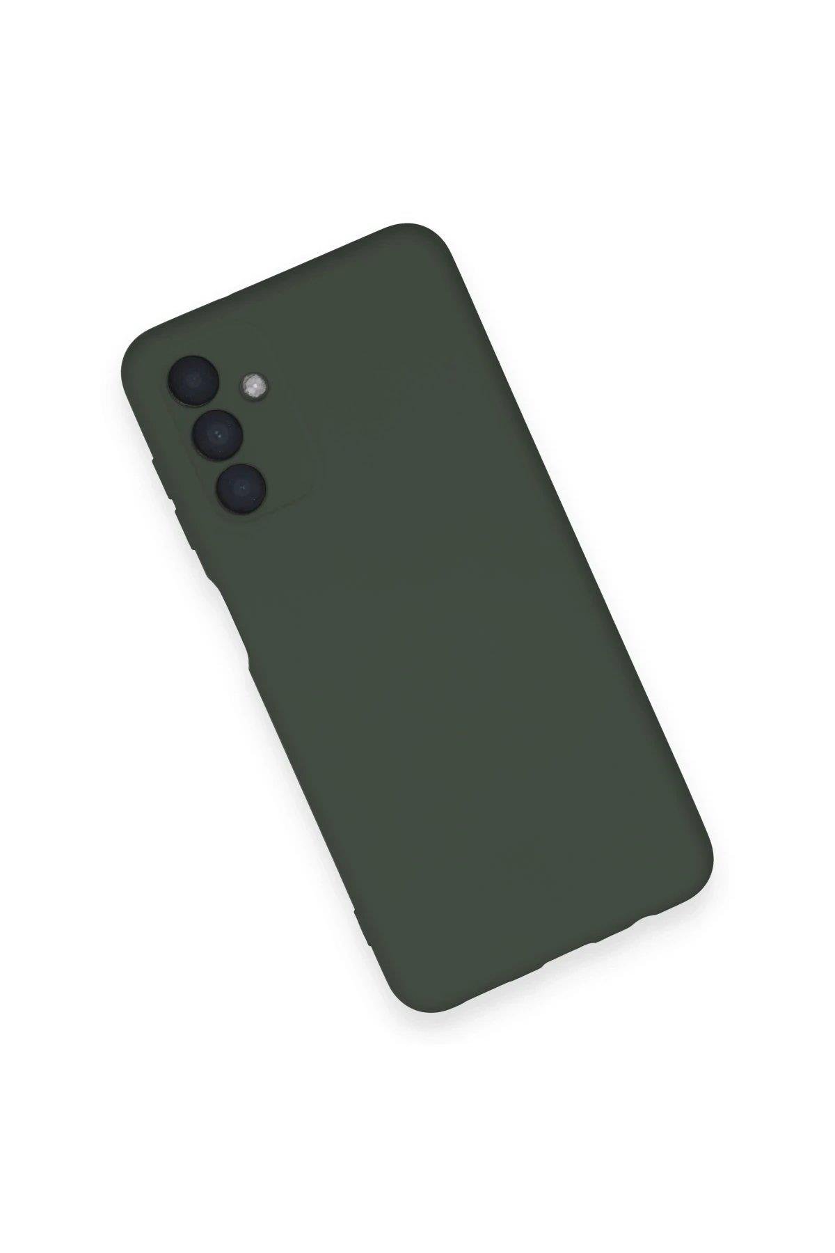 Newface Samsung Galaxy A14 4G Kılıf Nano içi Kadife Silikon - Koyu Yeşil