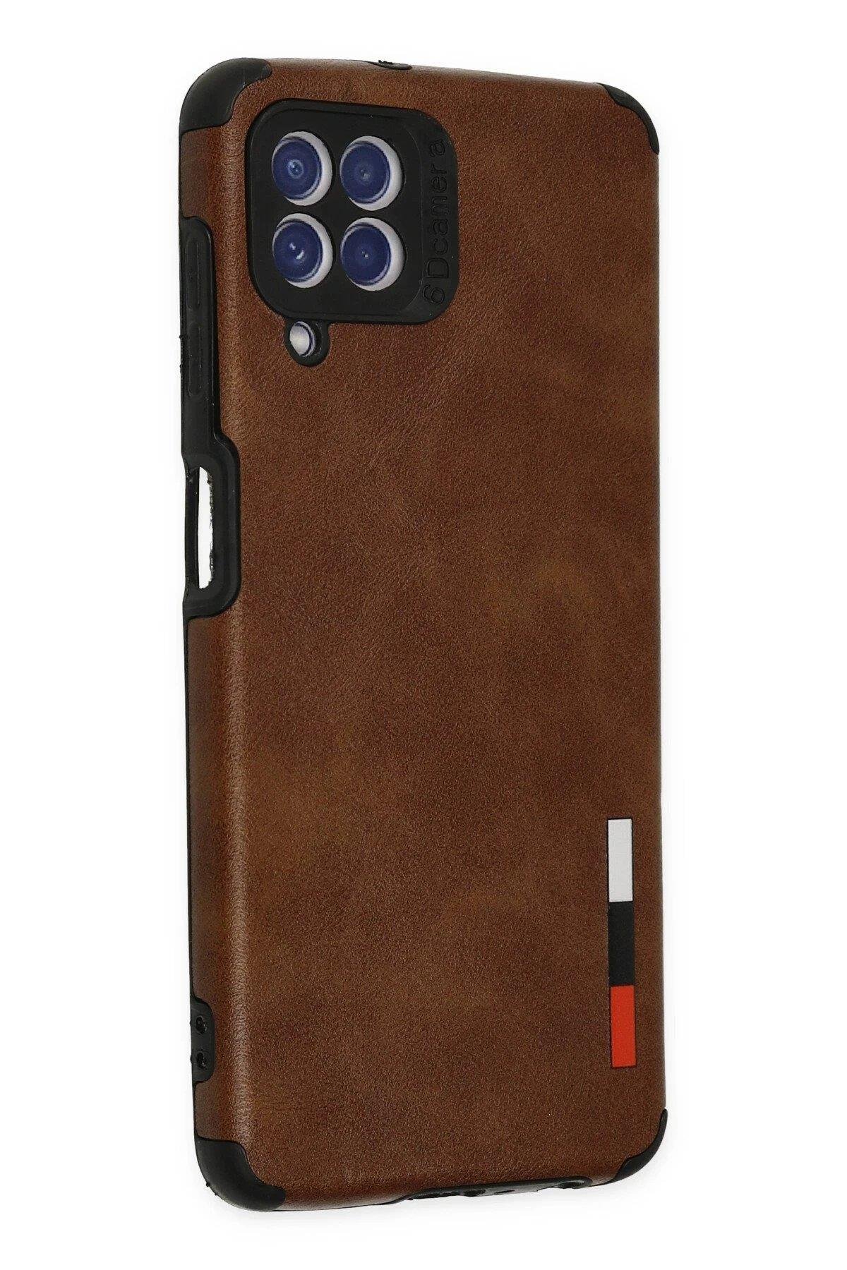 Newface Samsung Galaxy A22 Kılıf Loop Deri Silikon - Kahverengi