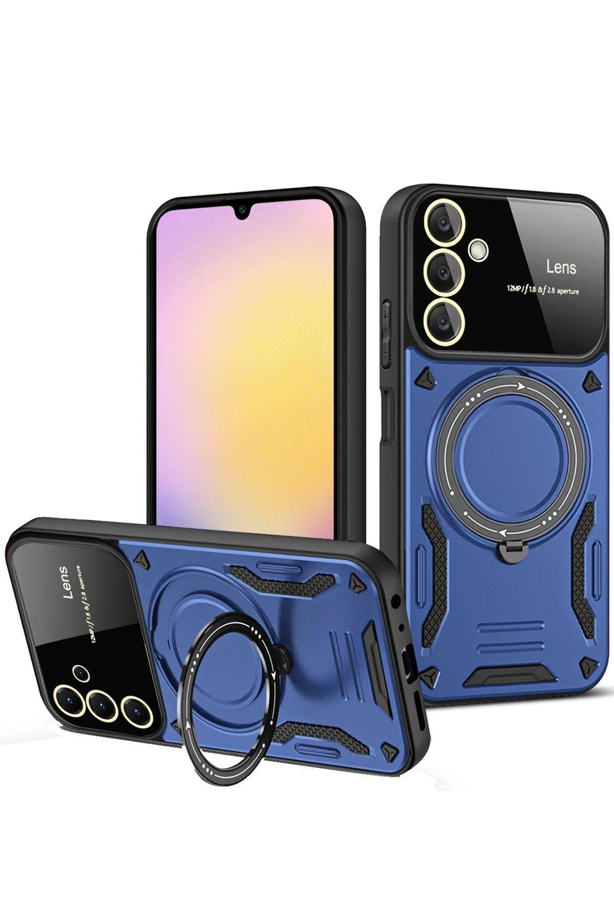 Newface Samsung Galaxy A26 Kılıf Joy Lens Standlı Kapak - Lacivert