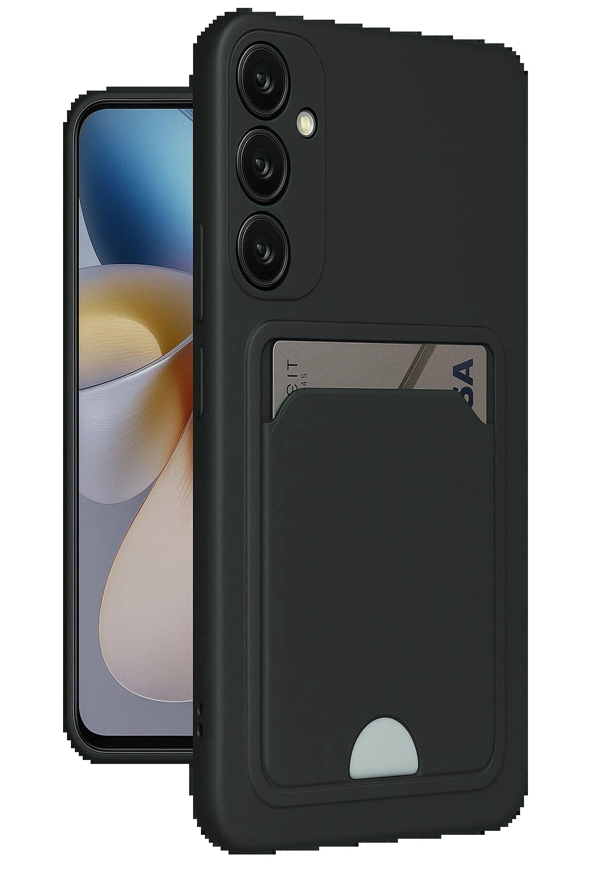 Newface Samsung Galaxy A55 5G Kılıf Kelvin Kartvizitli Silikon - Siyah