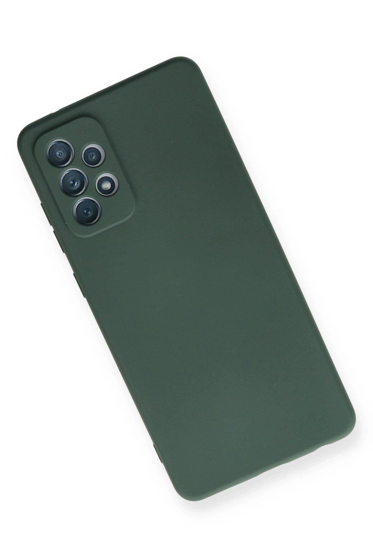 Newface Samsung Galaxy A72 Kılıf Nano içi Kadife Silikon - Koyu Yeşil