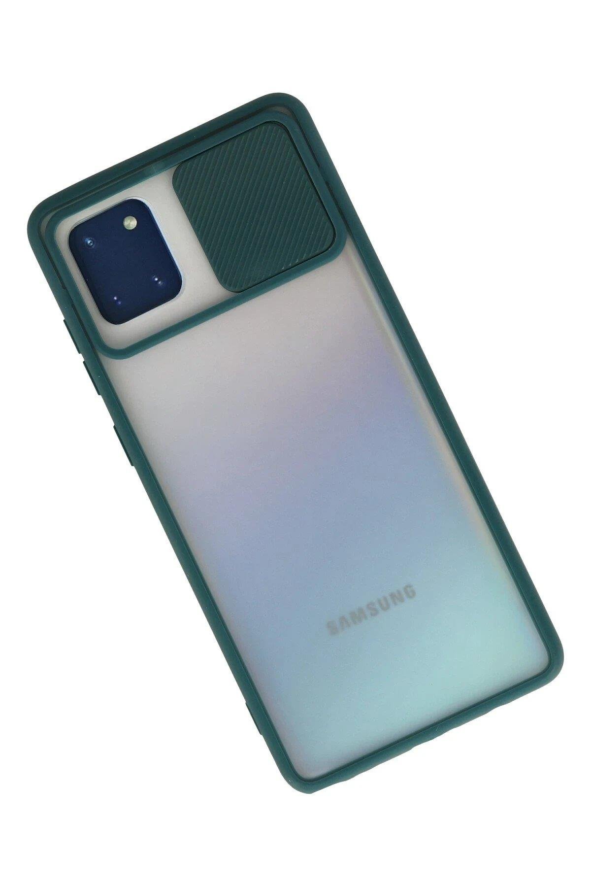 Newface Samsung Galaxy A81 / Note 10 Lite Kılıf Palm Buzlu Kamera Sürgülü Silikon - Yeşil