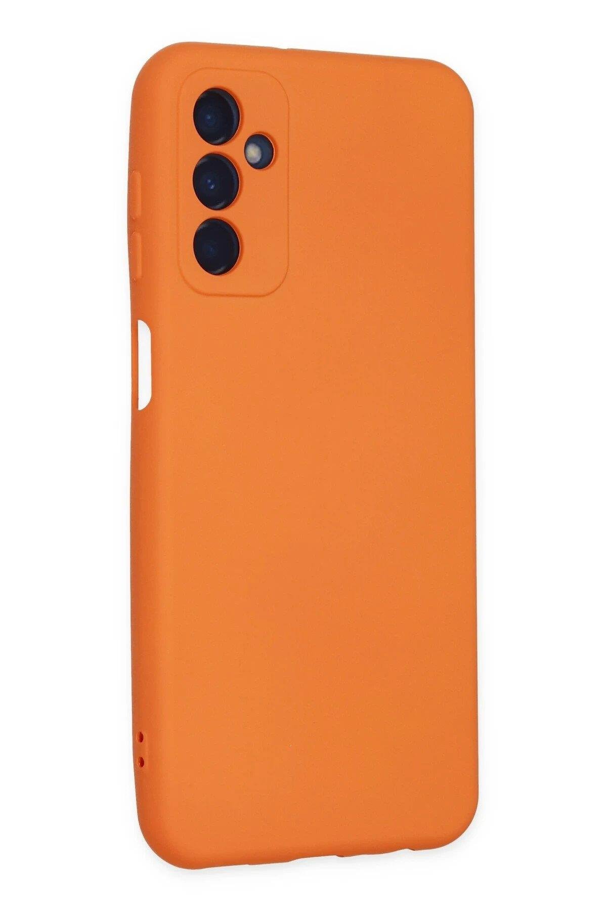 Newface Samsung Galaxy M23 Kılıf Nano içi Kadife Silikon - Turuncu