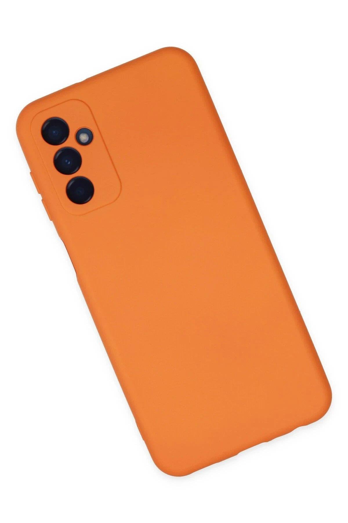 Newface Samsung Galaxy M23 Kılıf Nano içi Kadife Silikon - Turuncu