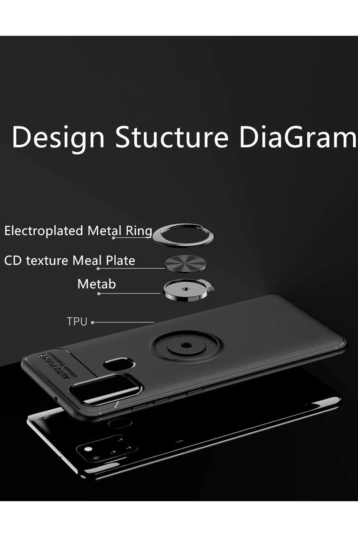 Newface Samsung Galaxy M31 Kılıf Range Yüzüklü Silikon - Mavi