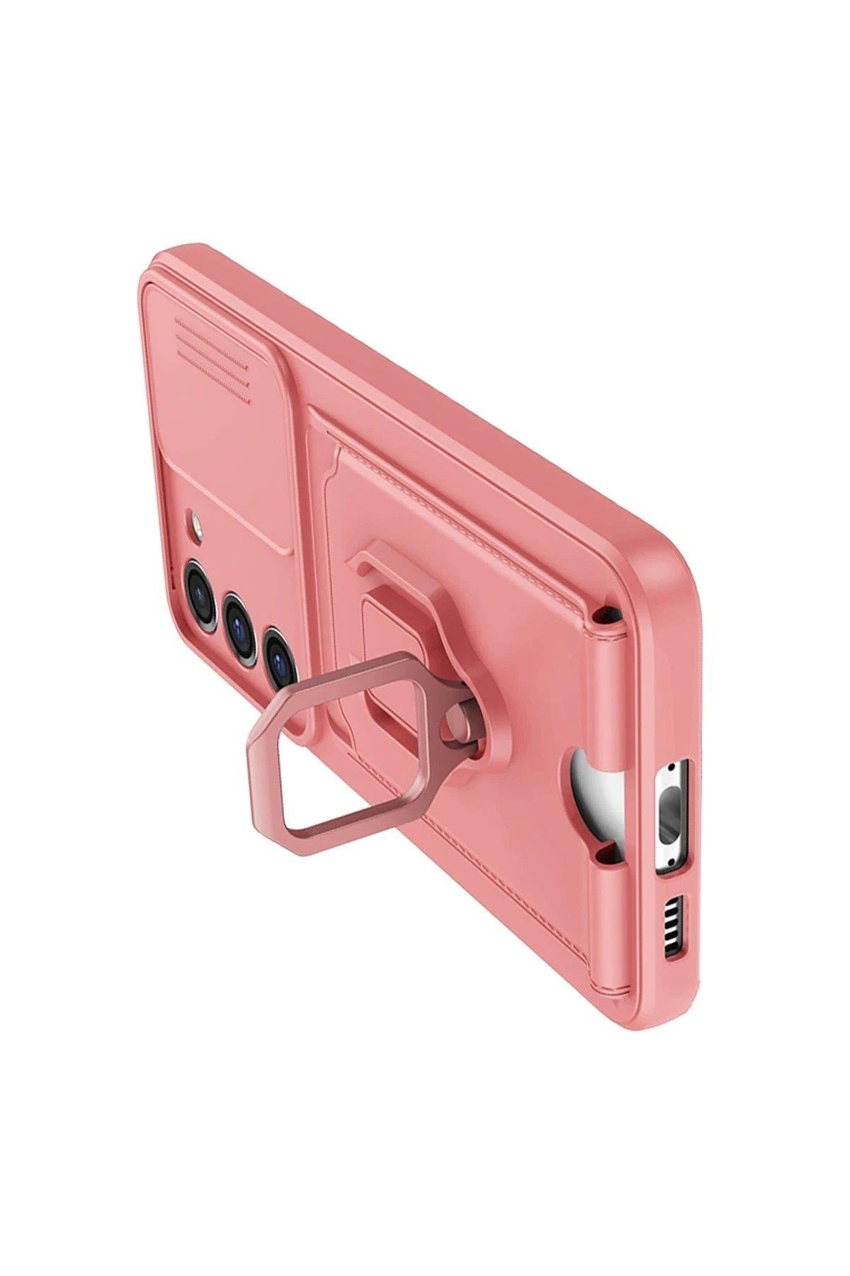 Newface Samsung Galaxy M34 5G Kılıf Zuma Kartvizitli Yüzüklü Silikon - Pembe