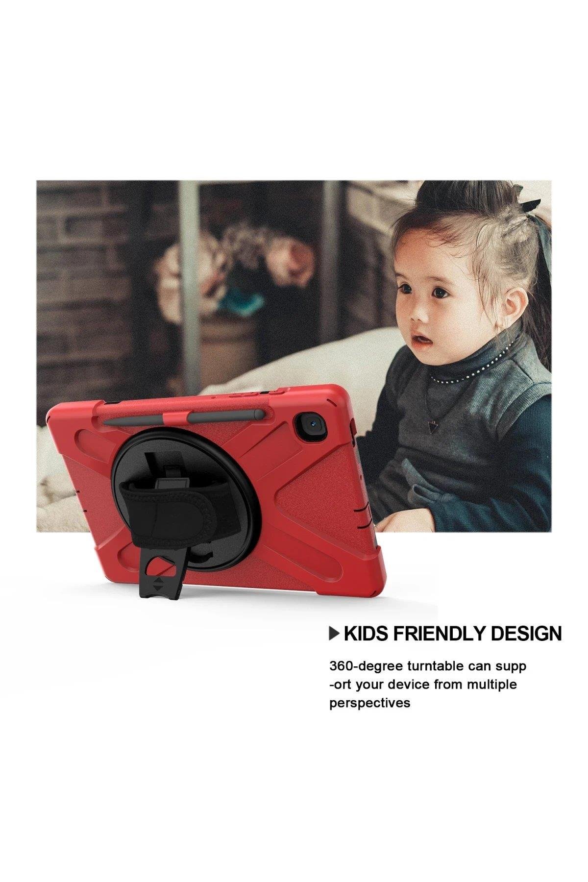 Newface Samsung Galaxy P610 Tab S6 Lite 10.4 Kılıf Amazing Tablet Kapak - Kırmızı