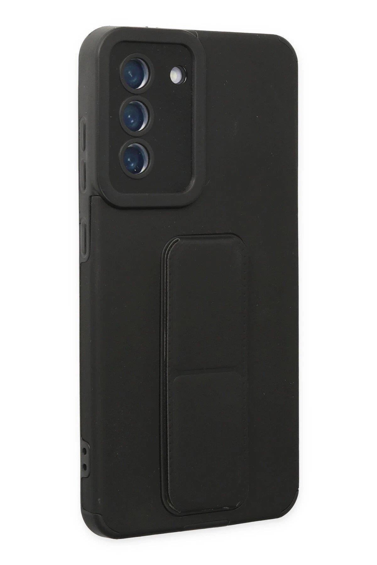 Newface Samsung Galaxy S21 FE Kılıf Mega Standlı Silikon - Siyah